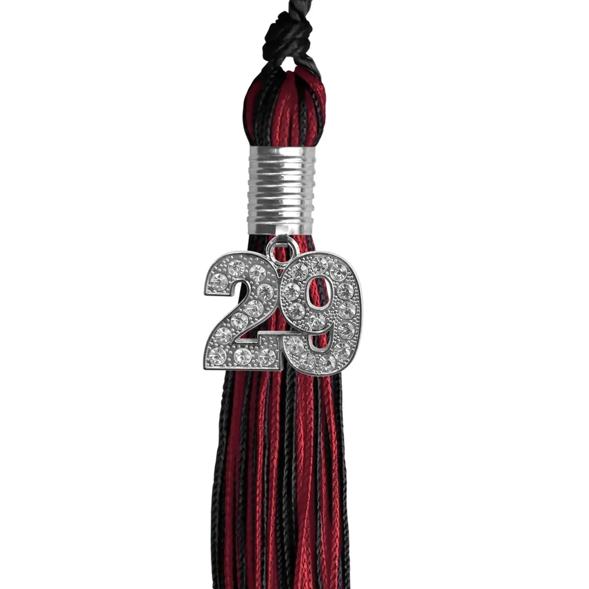 Black/Cardinal Mixed Color Graduation Tassel with Silver Bling Charm - Endea Graduation