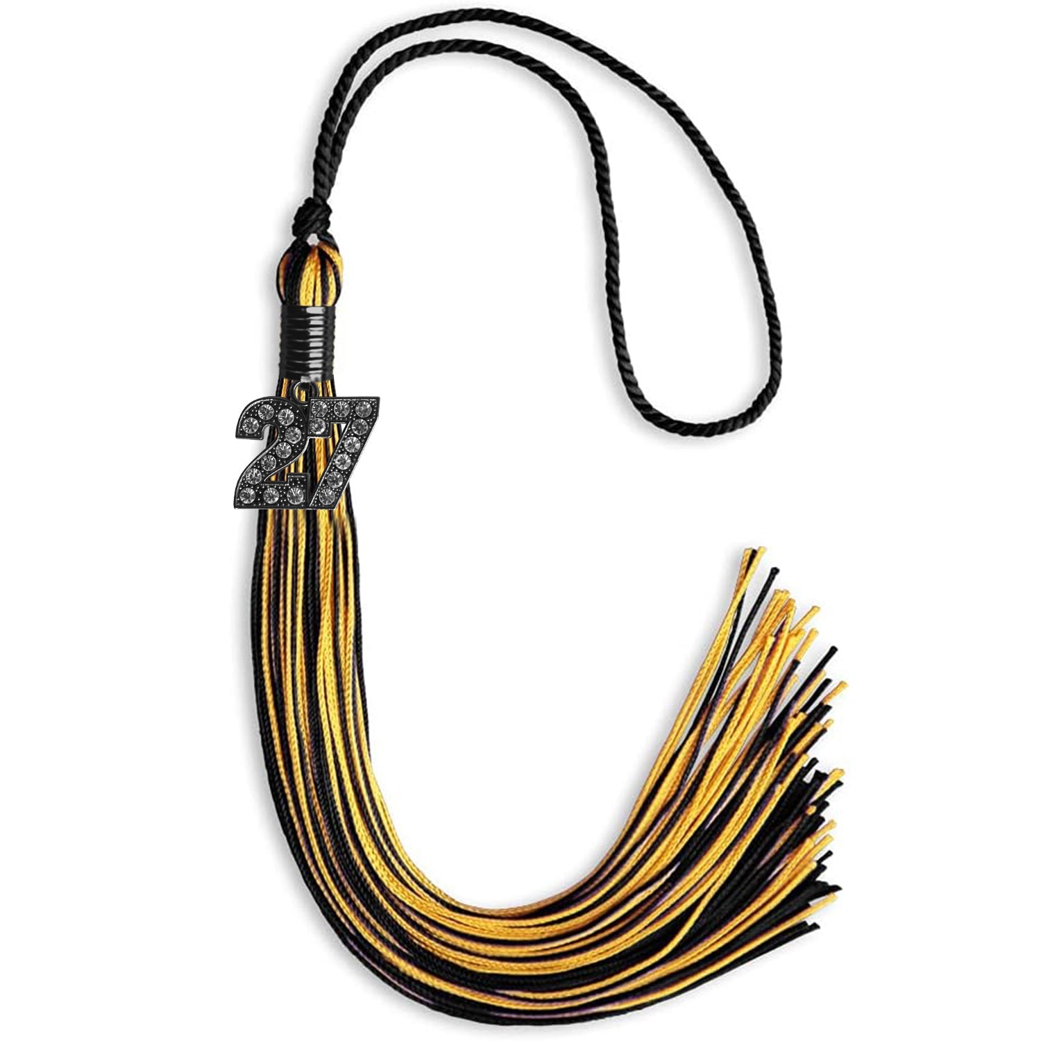 Black/Gold Mixed Color Graduation Tassel with Black Date Drop - Endea Graduation