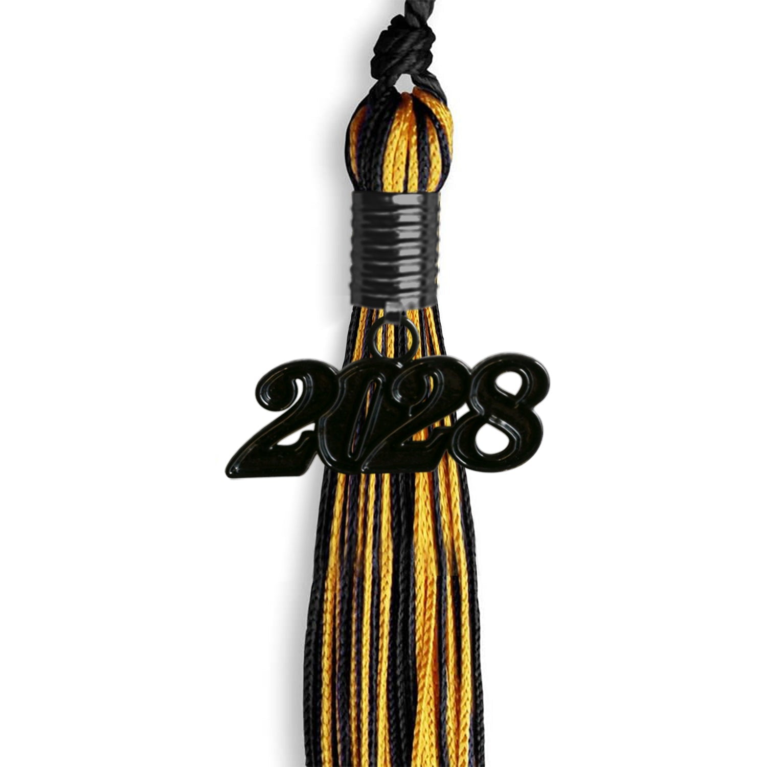 Black/Gold Mixed Color Graduation Tassel with Black Date Drop - Endea Graduation