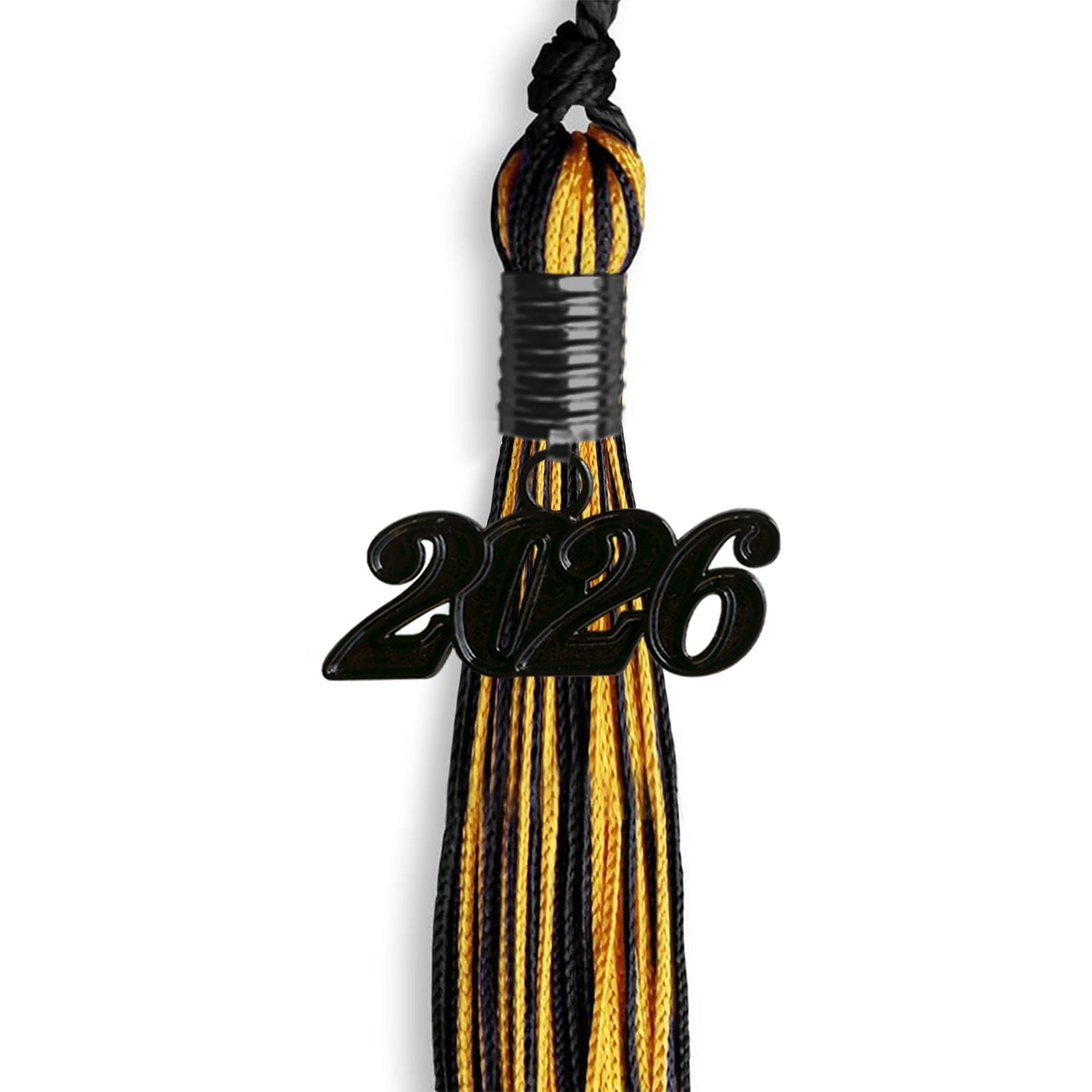 Black/Gold Mixed Color Graduation Tassel with Black Date Drop - Endea Graduation