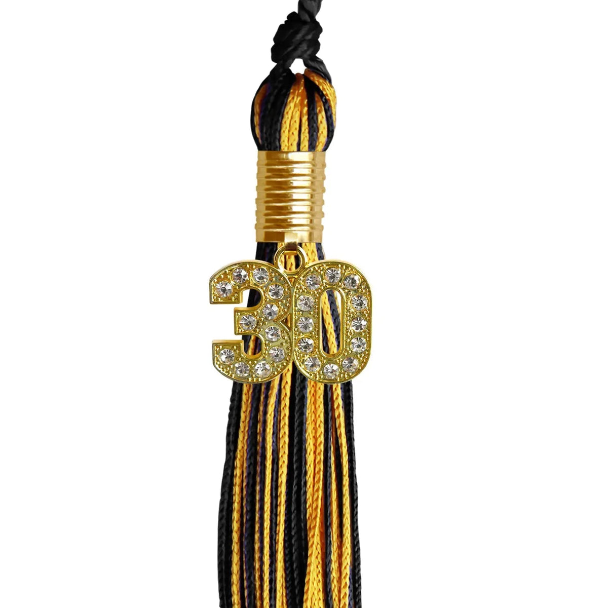 Black/Gold Mixed Color Graduation Tassel with Gold Bling Charm - Endea Graduation