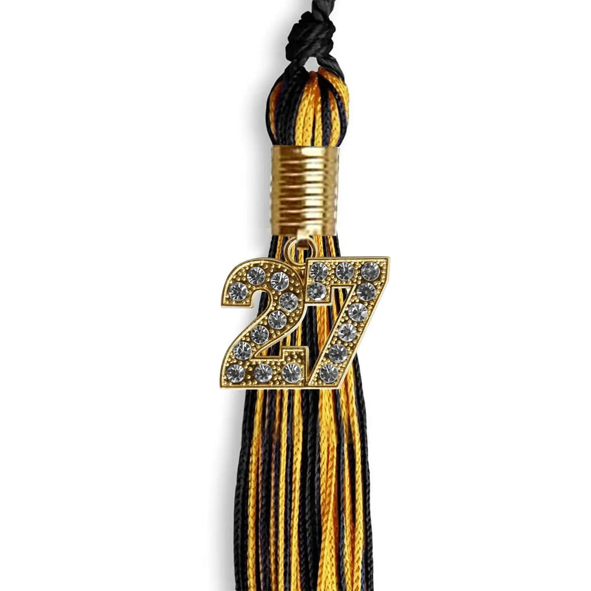 Black/Gold Mixed Color Graduation Tassel with Gold Bling Charm - Endea Graduation
