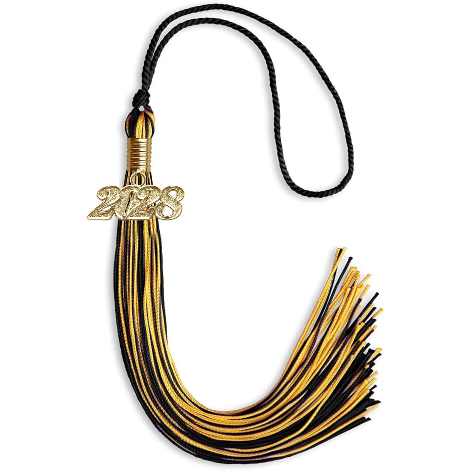 Black/Gold Mixed Color Graduation Tassel with Gold Date Drop - Endea Graduation