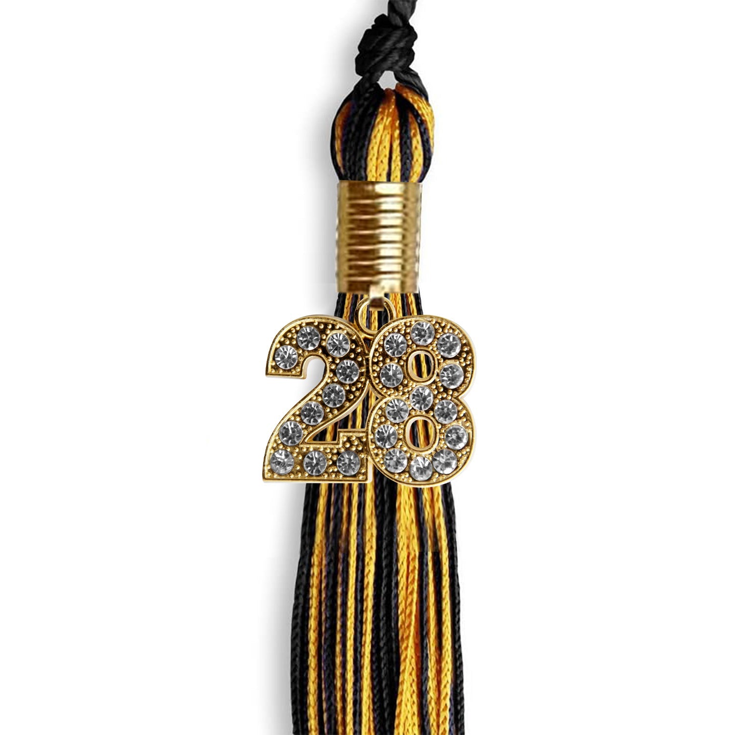 Black/Gold Mixed Color Graduation Tassel with Gold Date Drop - Endea Graduation