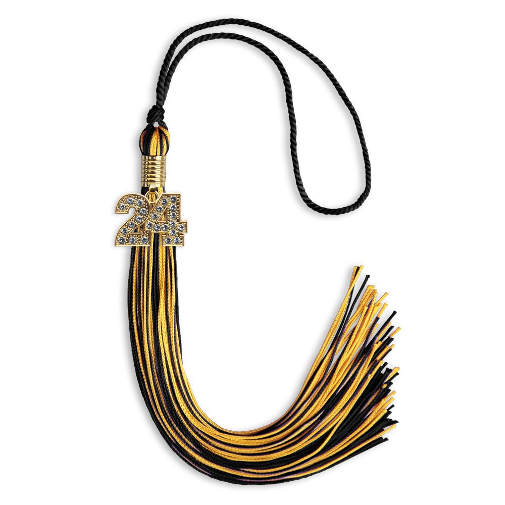 Black/Gold Mixed Color Graduation Tassel with Gold Date Drop - Endea Graduation