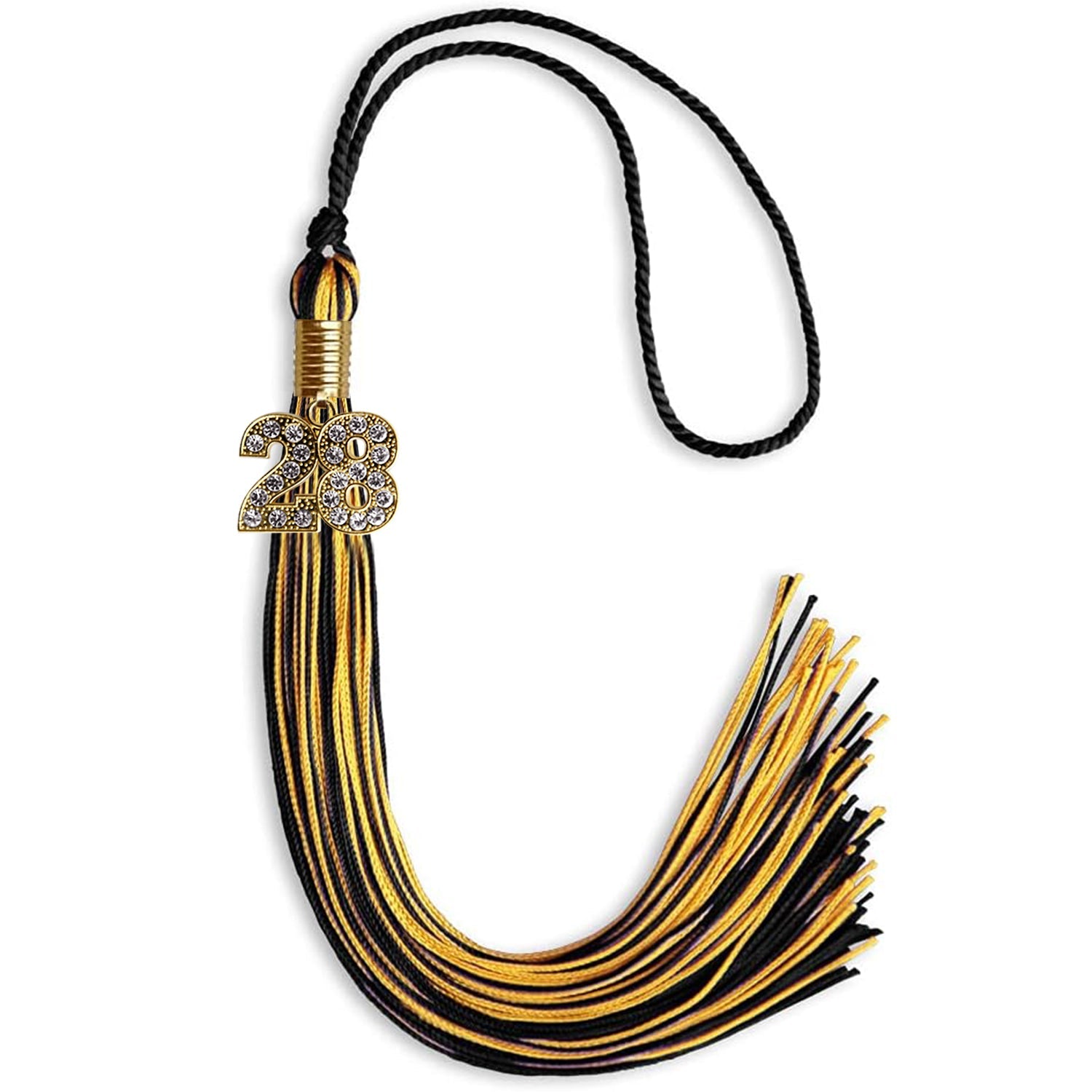 Black/Gold Mixed Color Graduation Tassel with Gold Date Drop - Endea Graduation