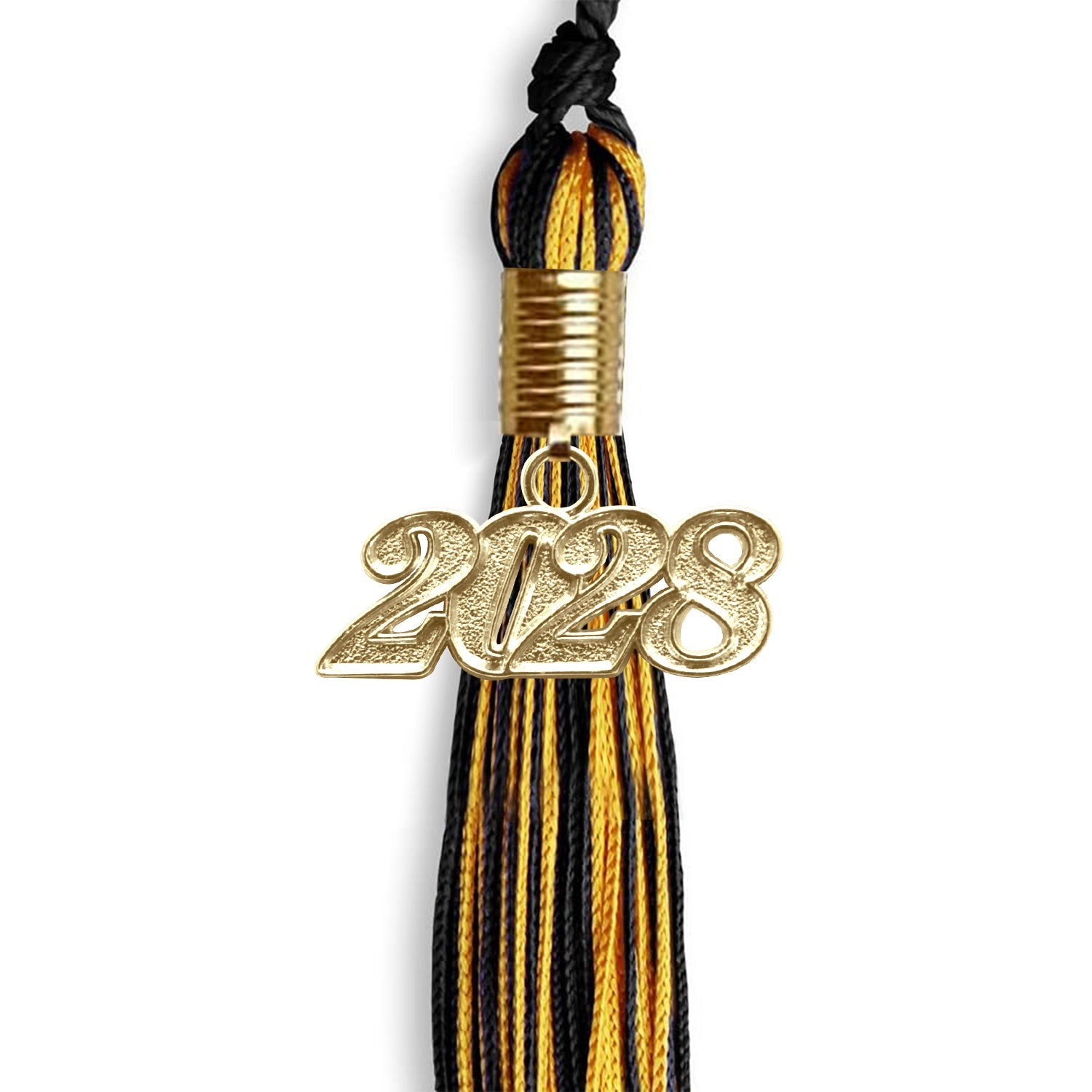 Black/Gold Mixed Color Graduation Tassel with Gold Date Drop - Endea Graduation