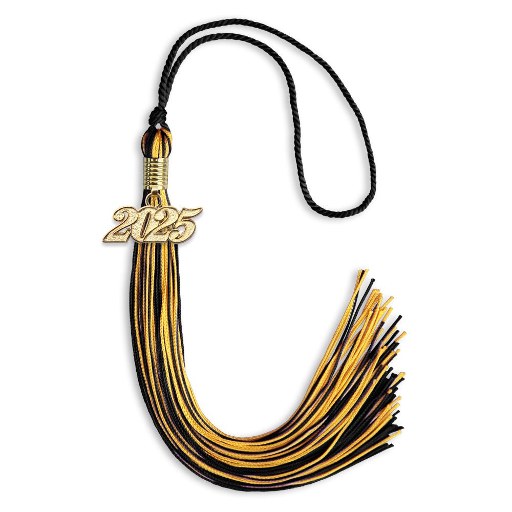 Black/Gold Mixed Color Graduation Tassel with Gold Date Drop - Endea Graduation