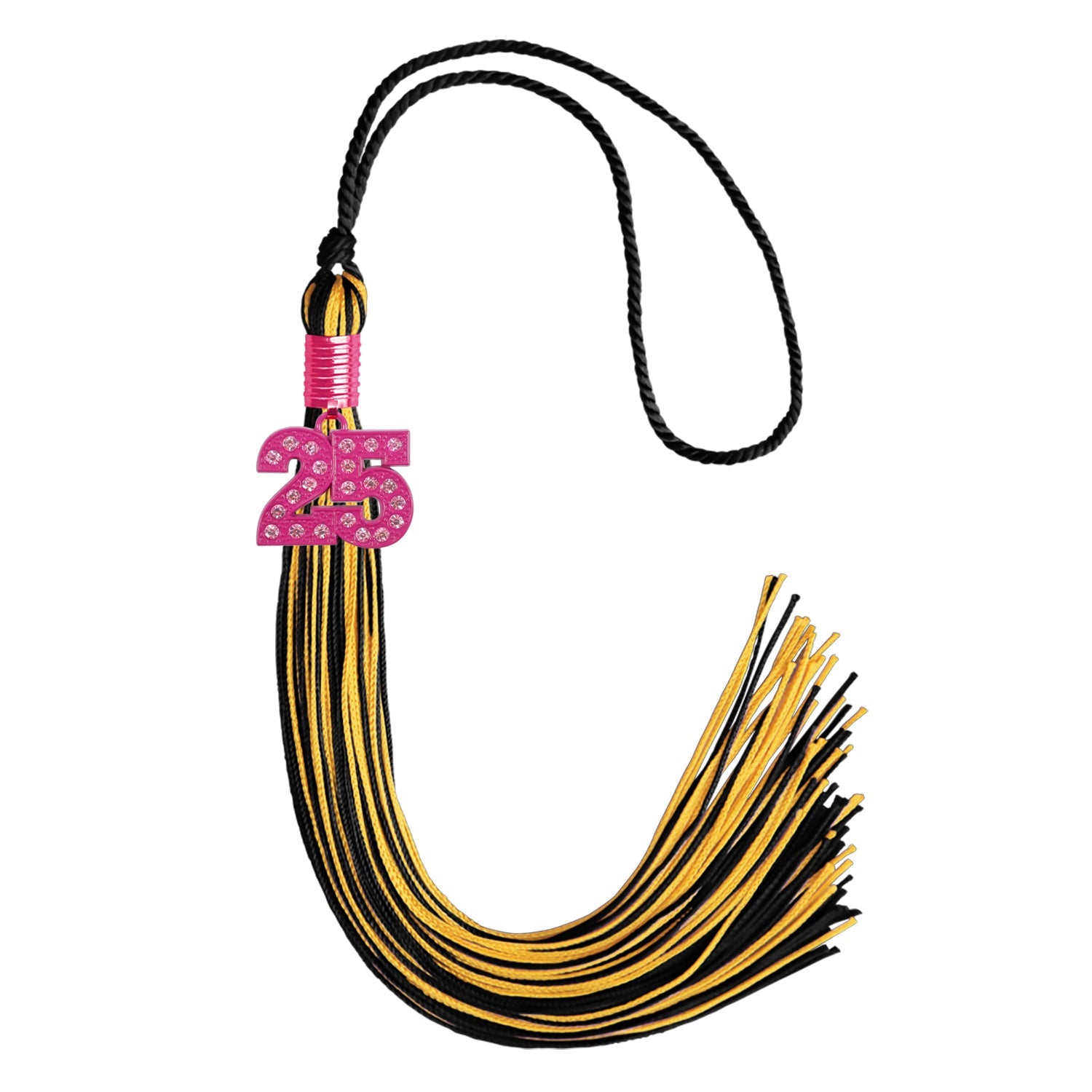 Black/Gold Mixed Color Graduation Tassel with Pink Bling Charm - Endea Graduation