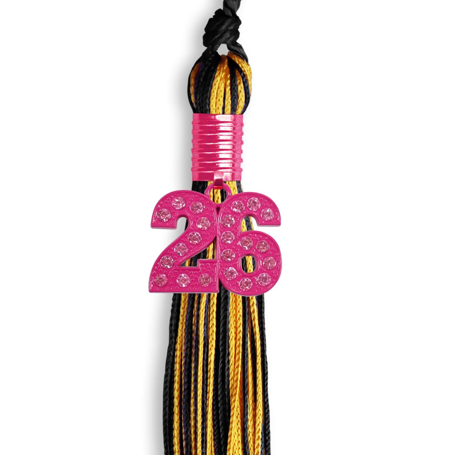 Black/Gold Mixed Color Graduation Tassel with Pink Bling Charm - Endea Graduation