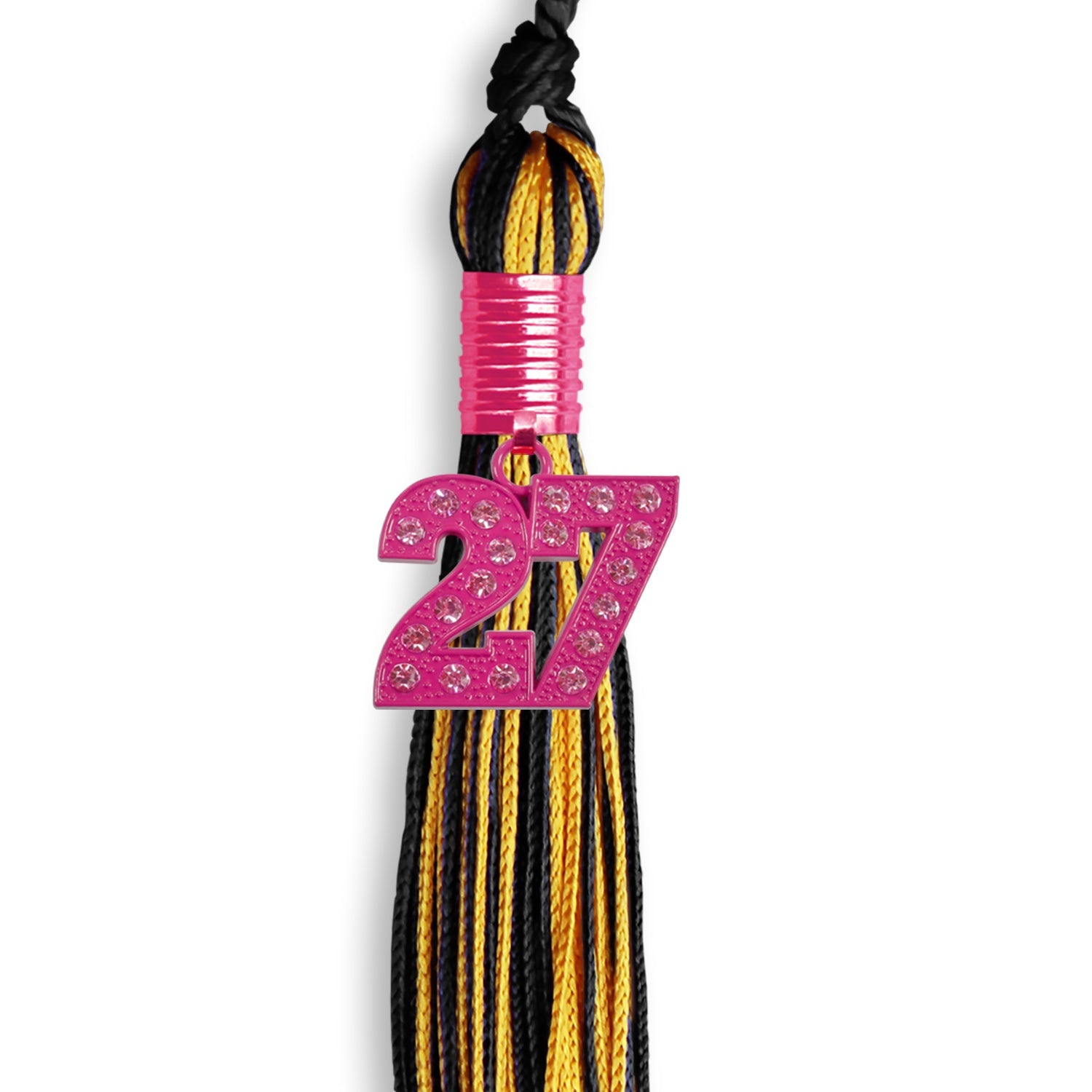 Black/Gold Mixed Color Graduation Tassel with Pink Bling Charm - Endea Graduation