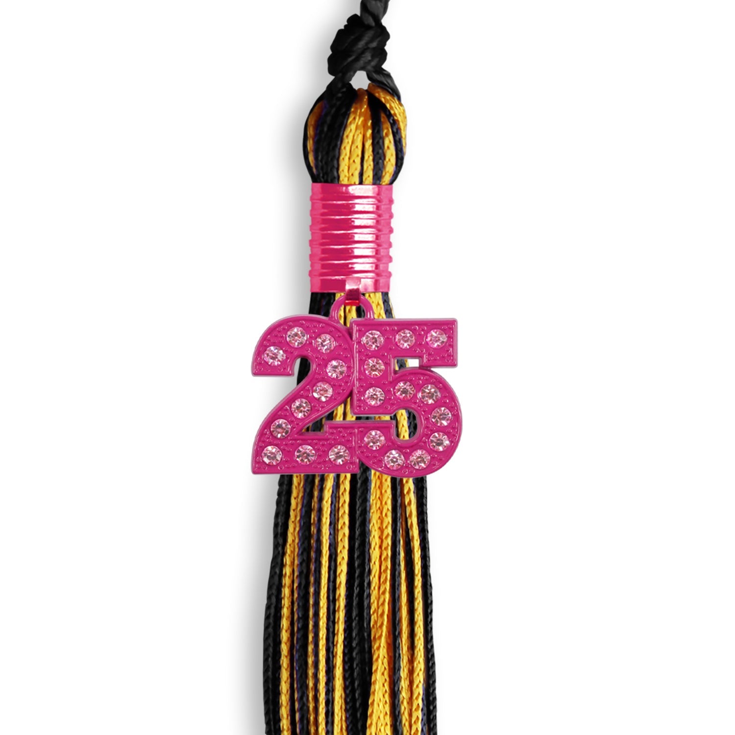 Black/Gold Mixed Color Graduation Tassel with Pink Bling Charm - Endea Graduation