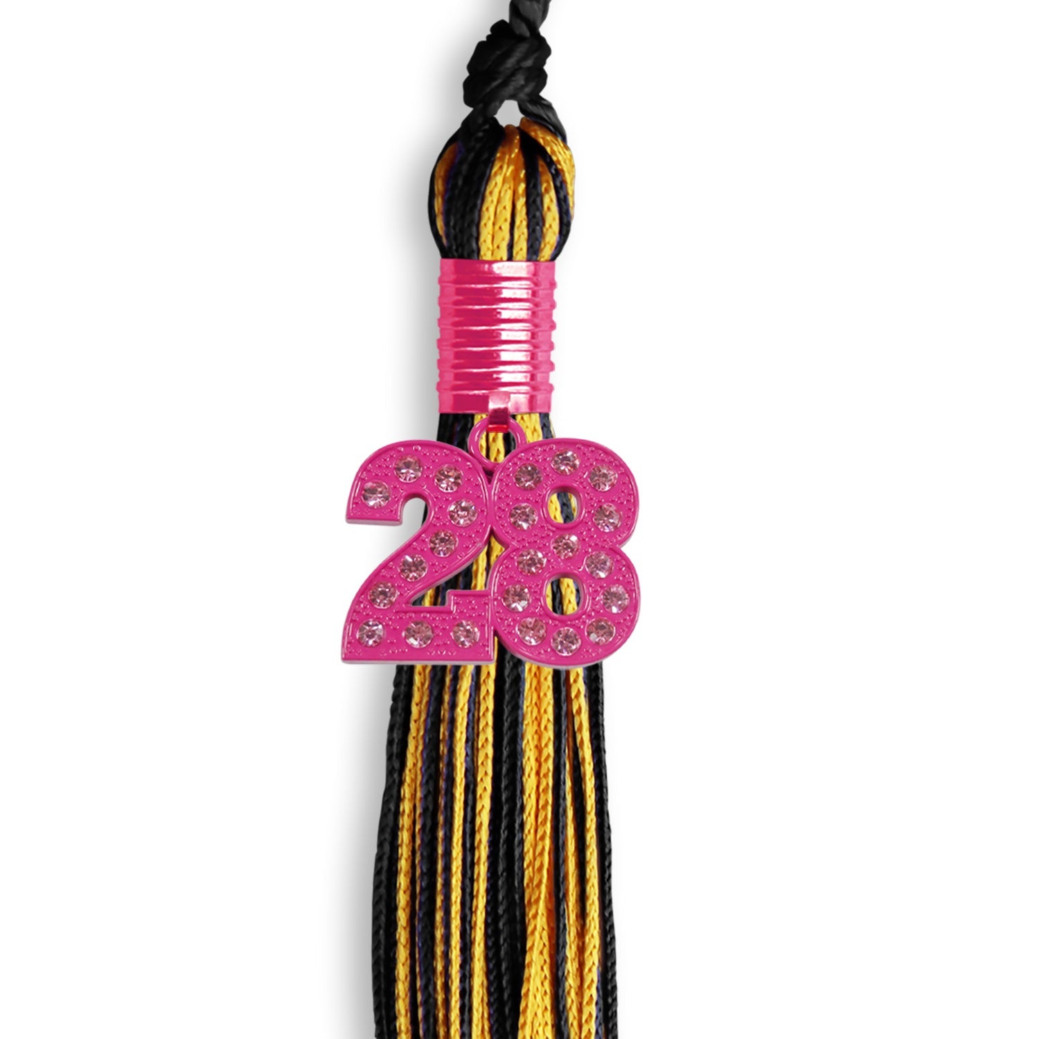 Black/Gold Mixed Color Graduation Tassel with Pink Bling Charm - Endea Graduation