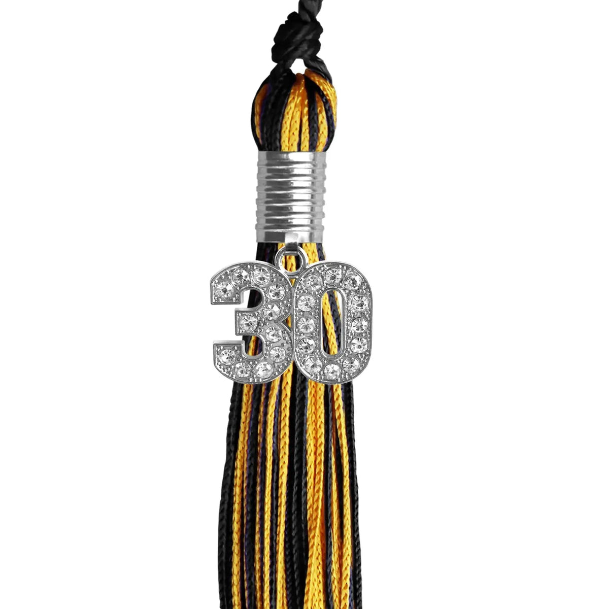 Black/Gold Mixed Color Graduation Tassel with Silver Bling Charm - Endea Graduation
