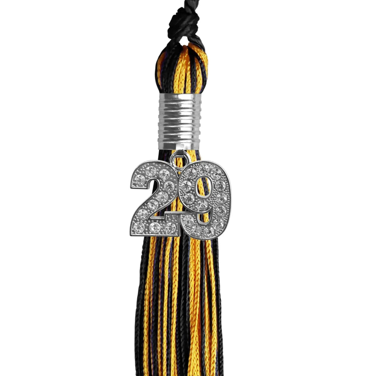 Black/Gold Mixed Color Graduation Tassel with Silver Bling Charm - Endea Graduation
