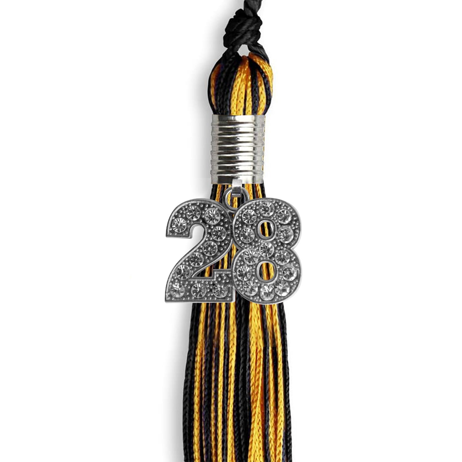 Black/Gold Mixed Color Graduation Tassel with Silver Date Drop - Endea Graduation