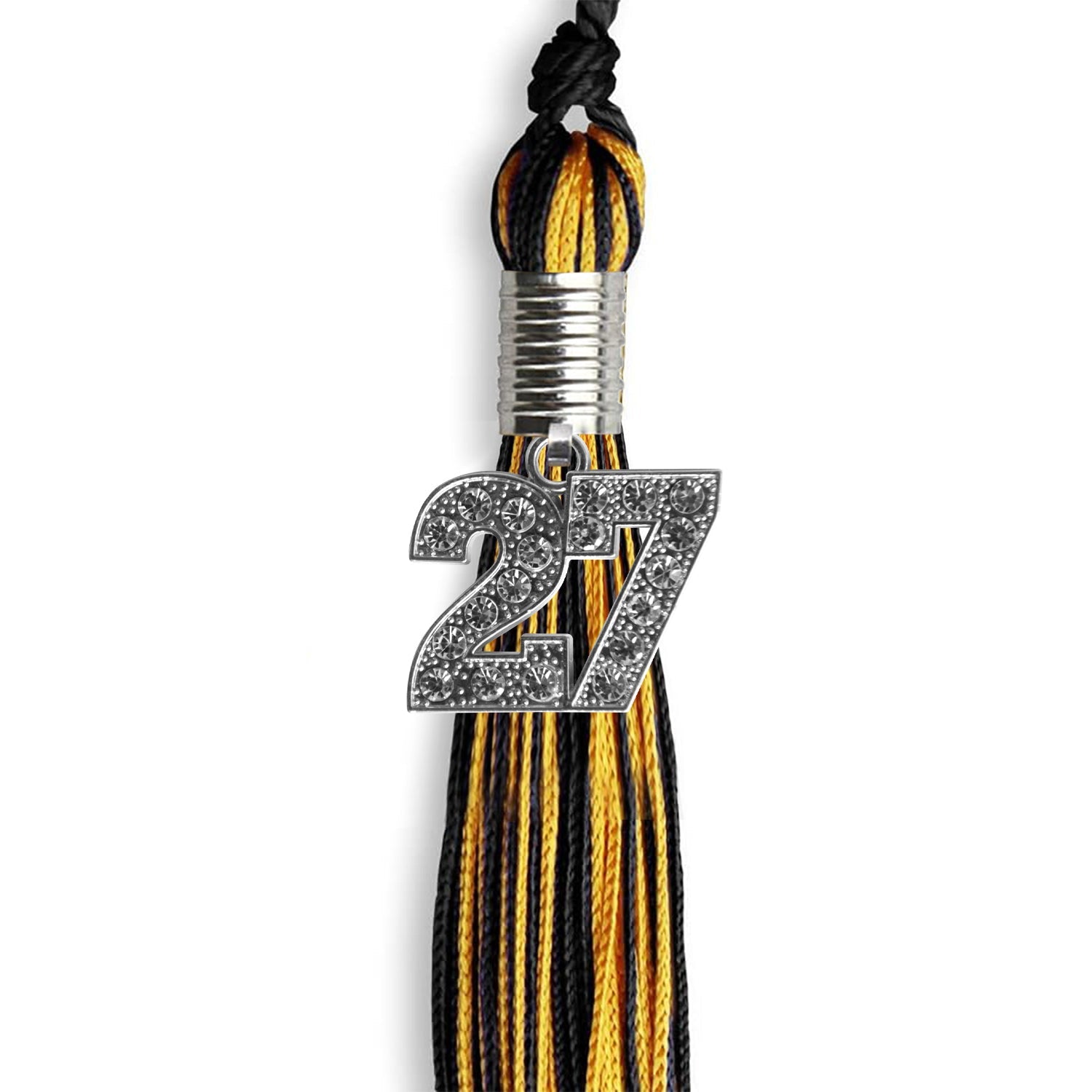 Black/Gold Mixed Color Graduation Tassel with Silver Date Drop - Endea Graduation