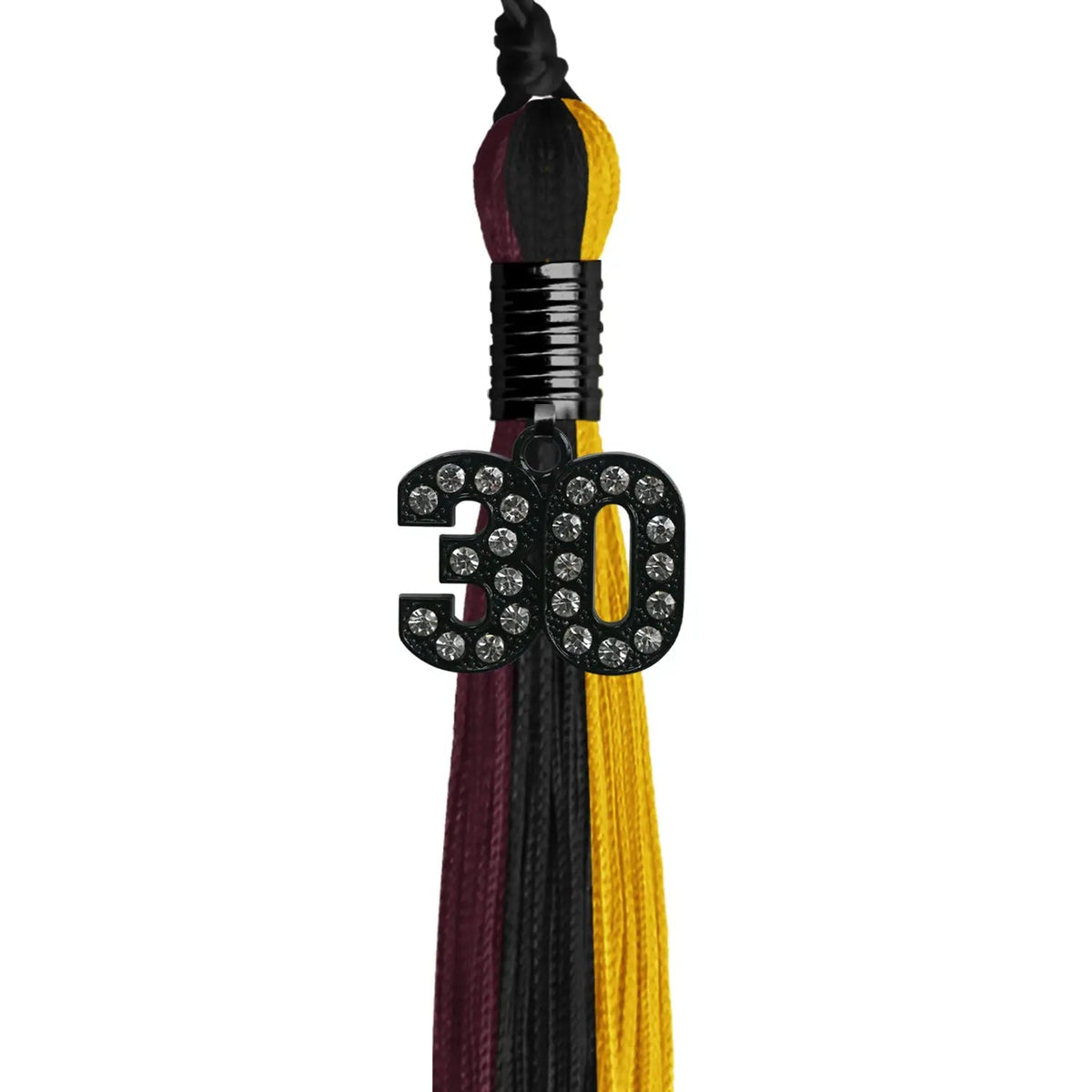 Black/Gold/Maroon Graduation Tassel with Black Bling Charm - Endea Graduation