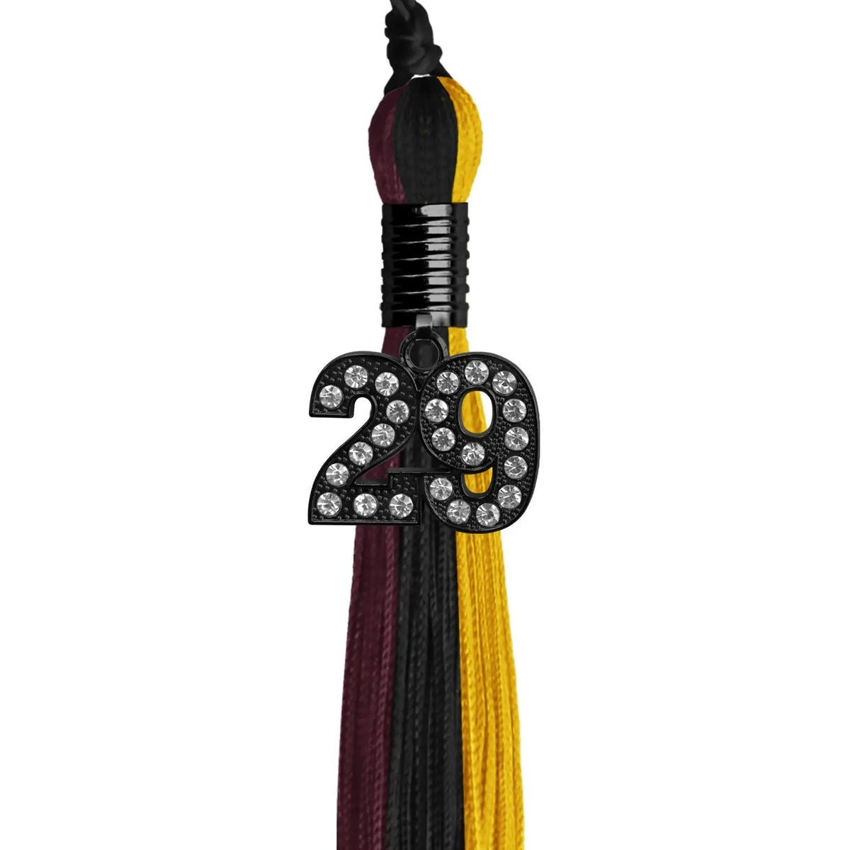 Black/Gold/Maroon Graduation Tassel with Black Bling Charm - Endea Graduation