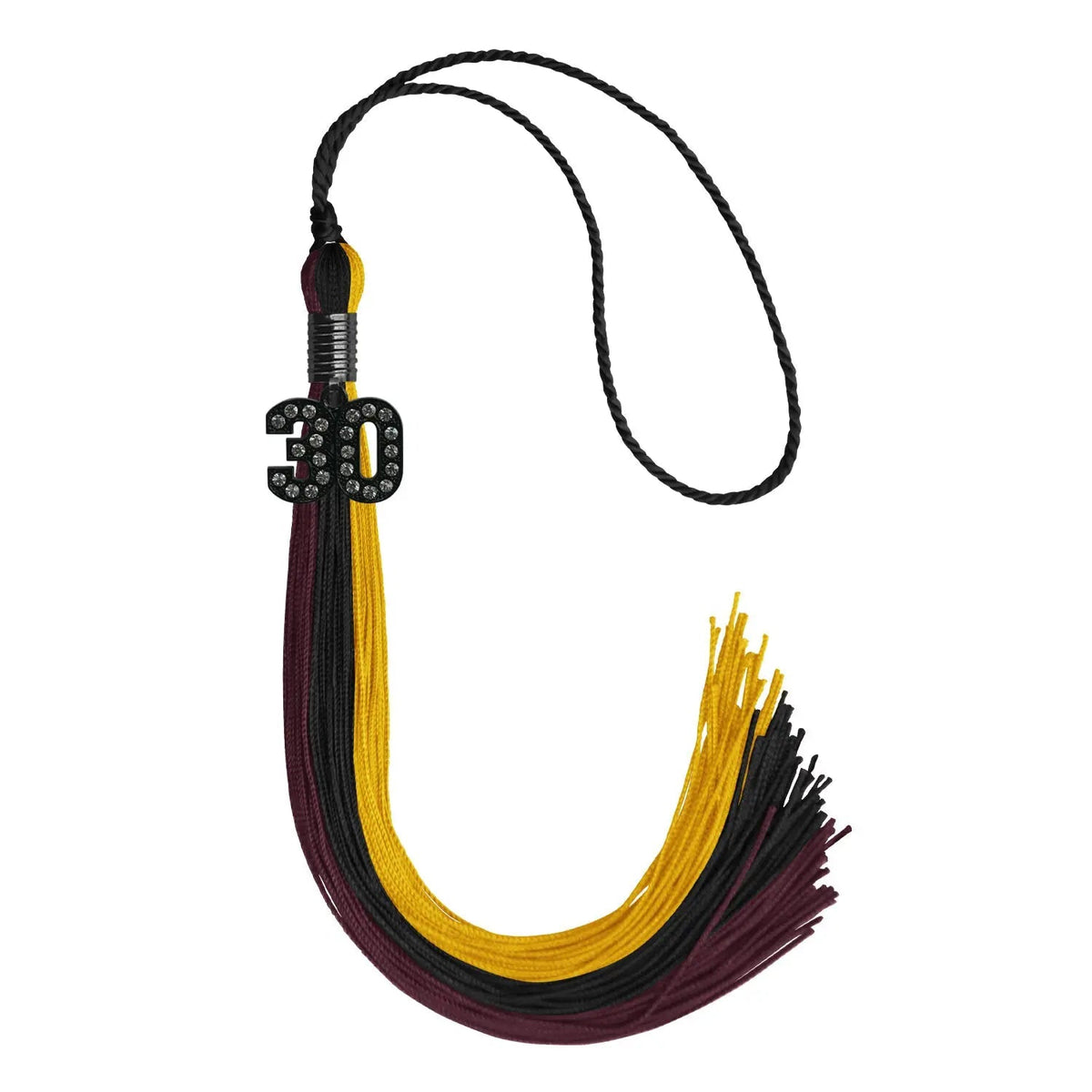 Black/Gold/Maroon Graduation Tassel with Black Bling Charm - Endea Graduation