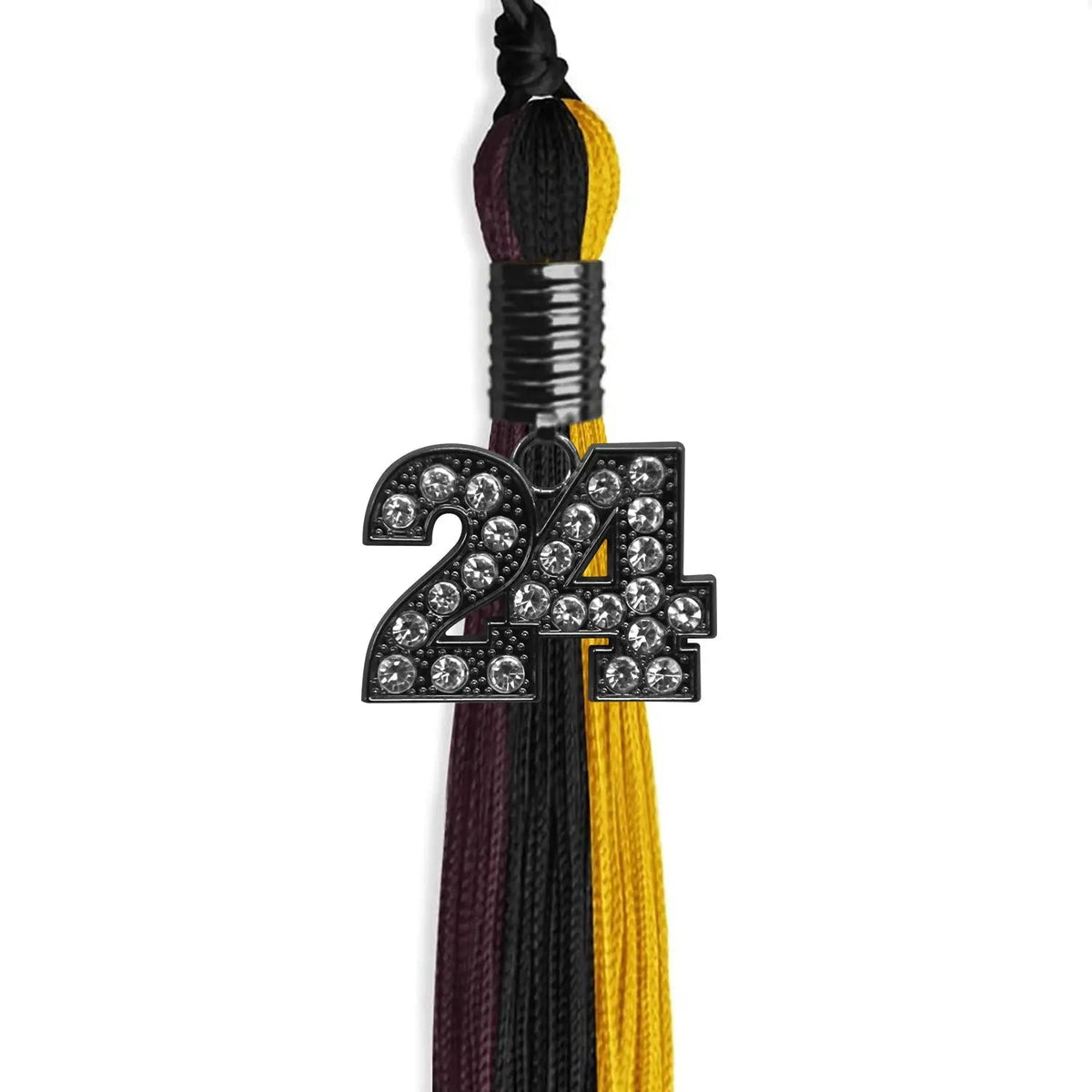 Black/Gold/Maroon Graduation Tassel with Black Bling Charm - Endea Graduation