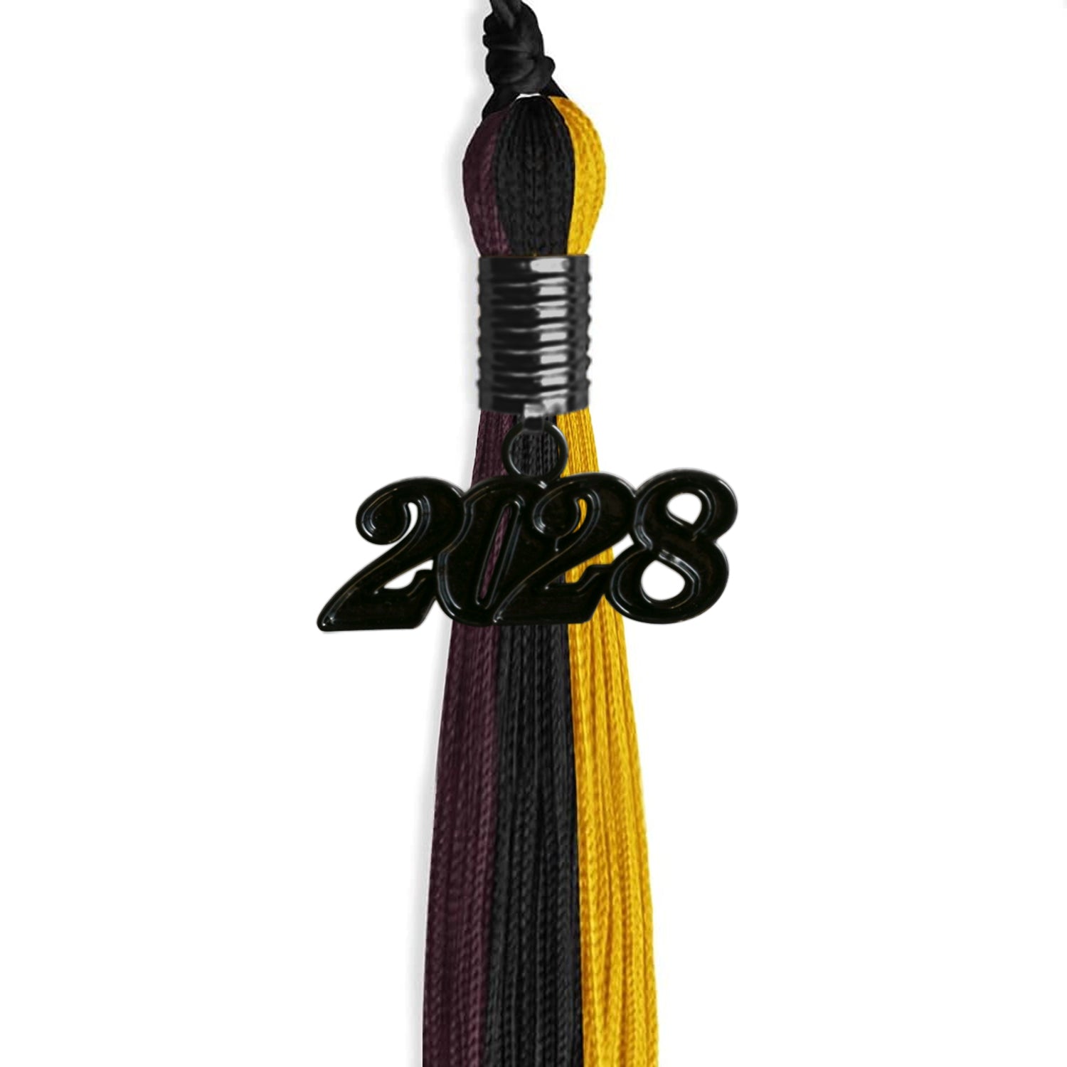 Black/Gold/Maroon Graduation Tassel with Black Date Drop - Endea Graduation