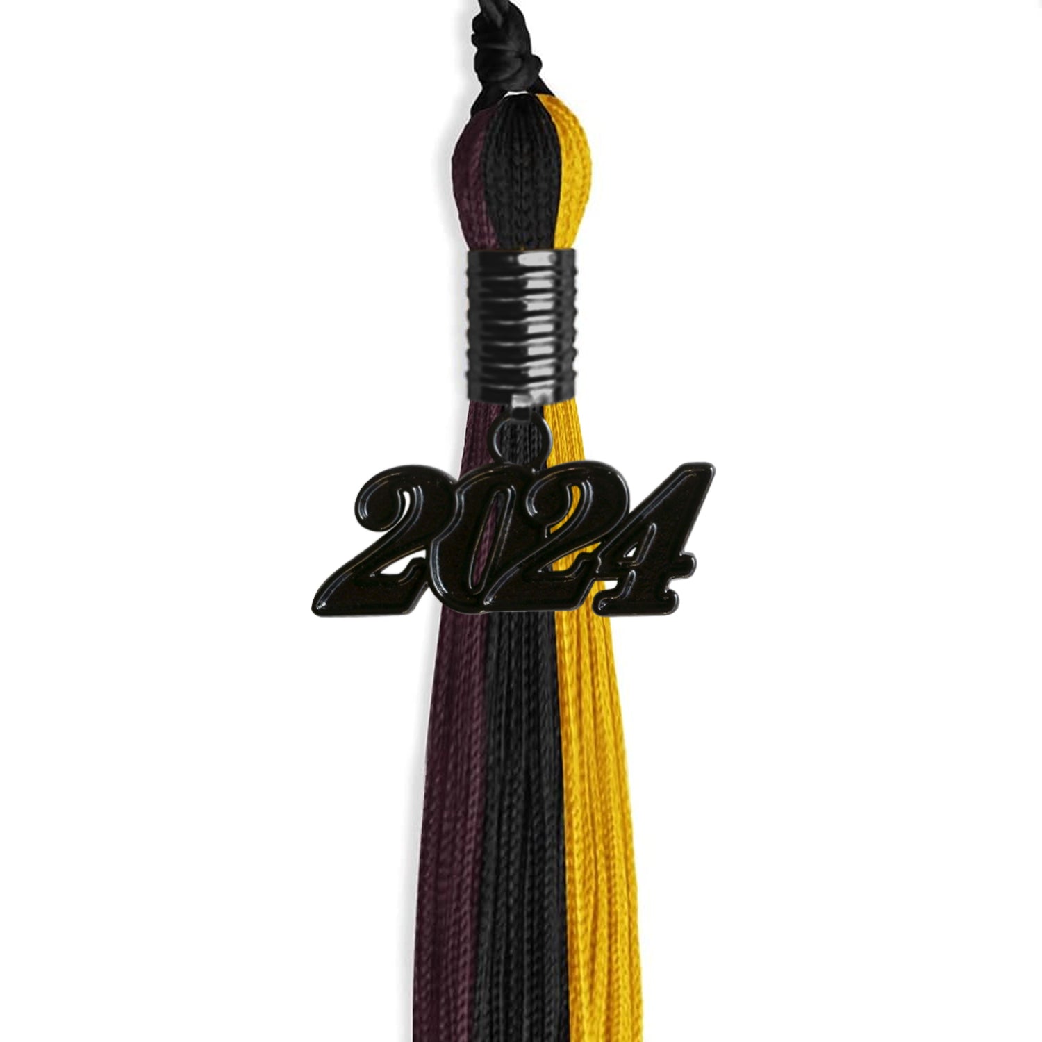 Black/Gold/Maroon Graduation Tassel with Black Date Drop - Endea Graduation