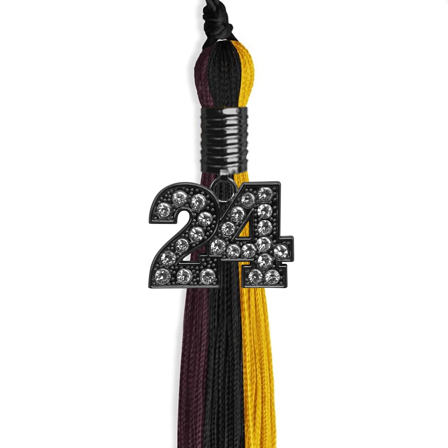 Black/Gold/Maroon Graduation Tassel with Black Date Drop - Endea Graduation