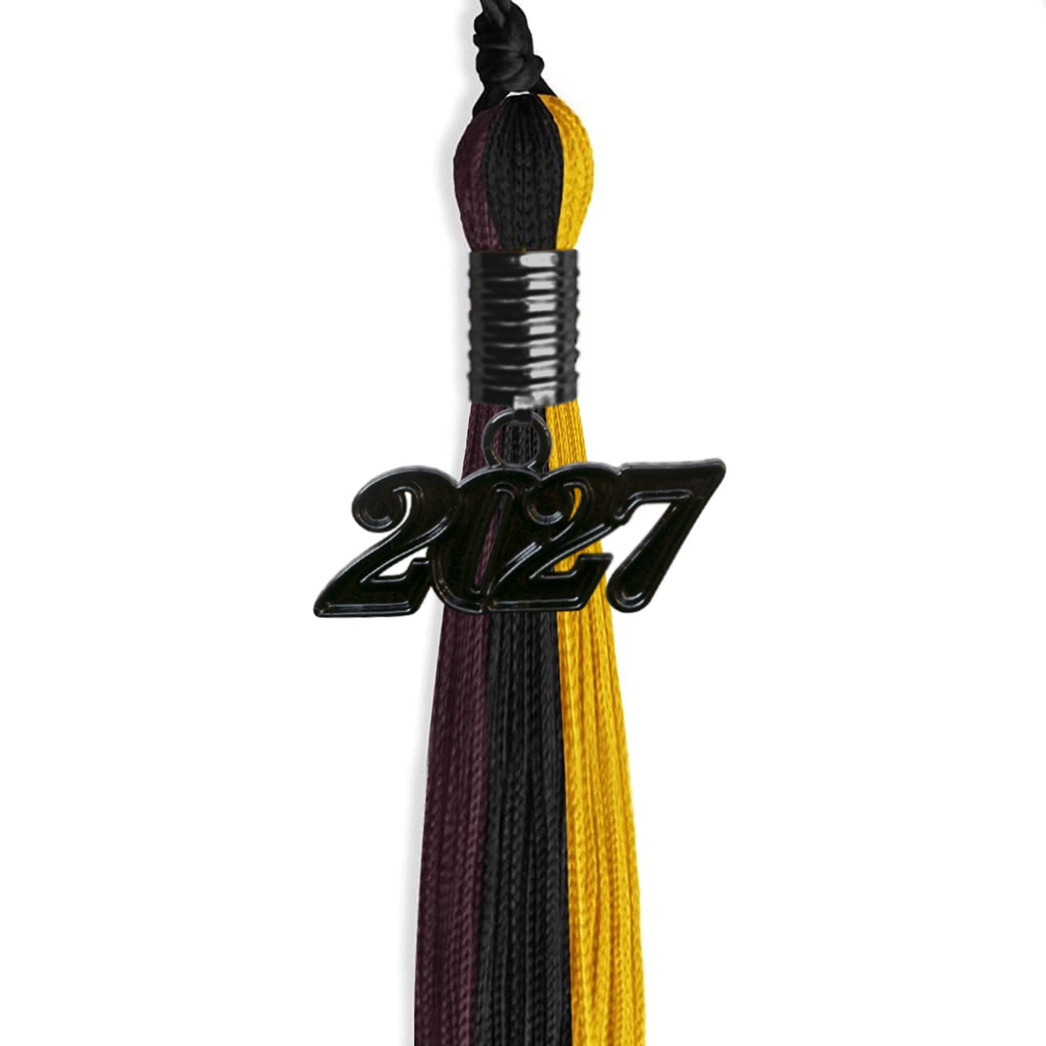 Black/Gold/Maroon Graduation Tassel with Black Date Drop - Endea Graduation