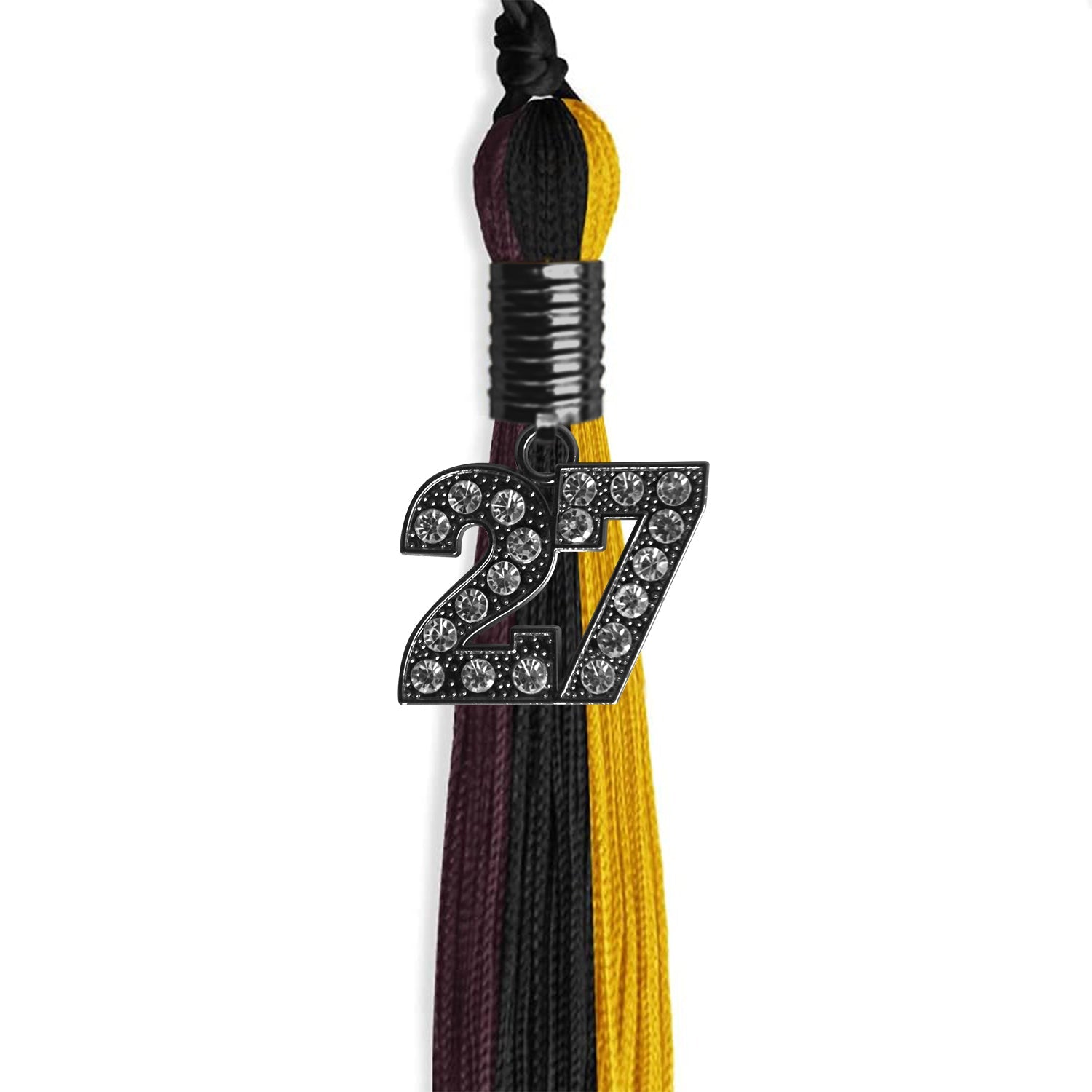 Black/Gold/Maroon Graduation Tassel with Black Date Drop - Endea Graduation