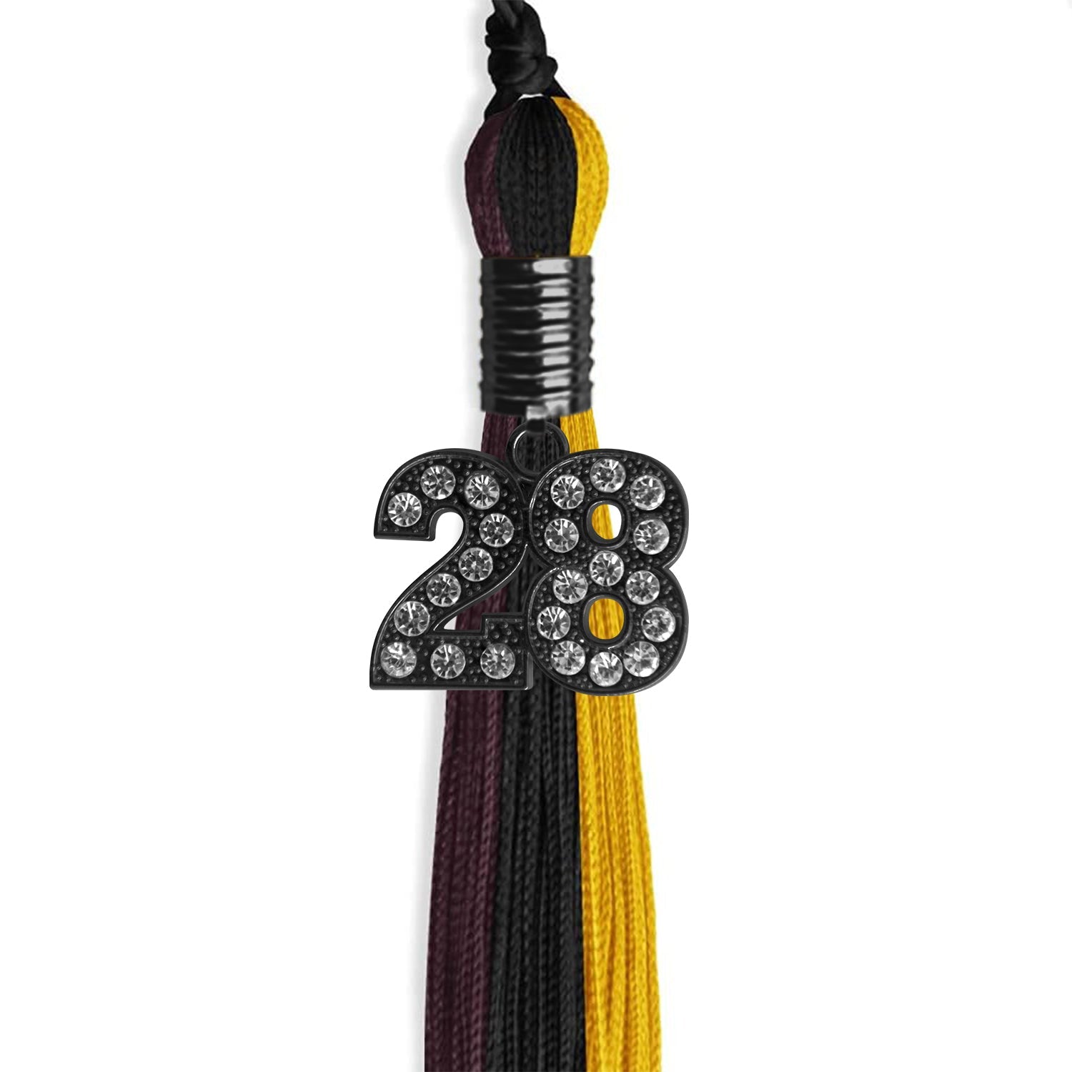 Black/Gold/Maroon Graduation Tassel with Black Date Drop - Endea Graduation