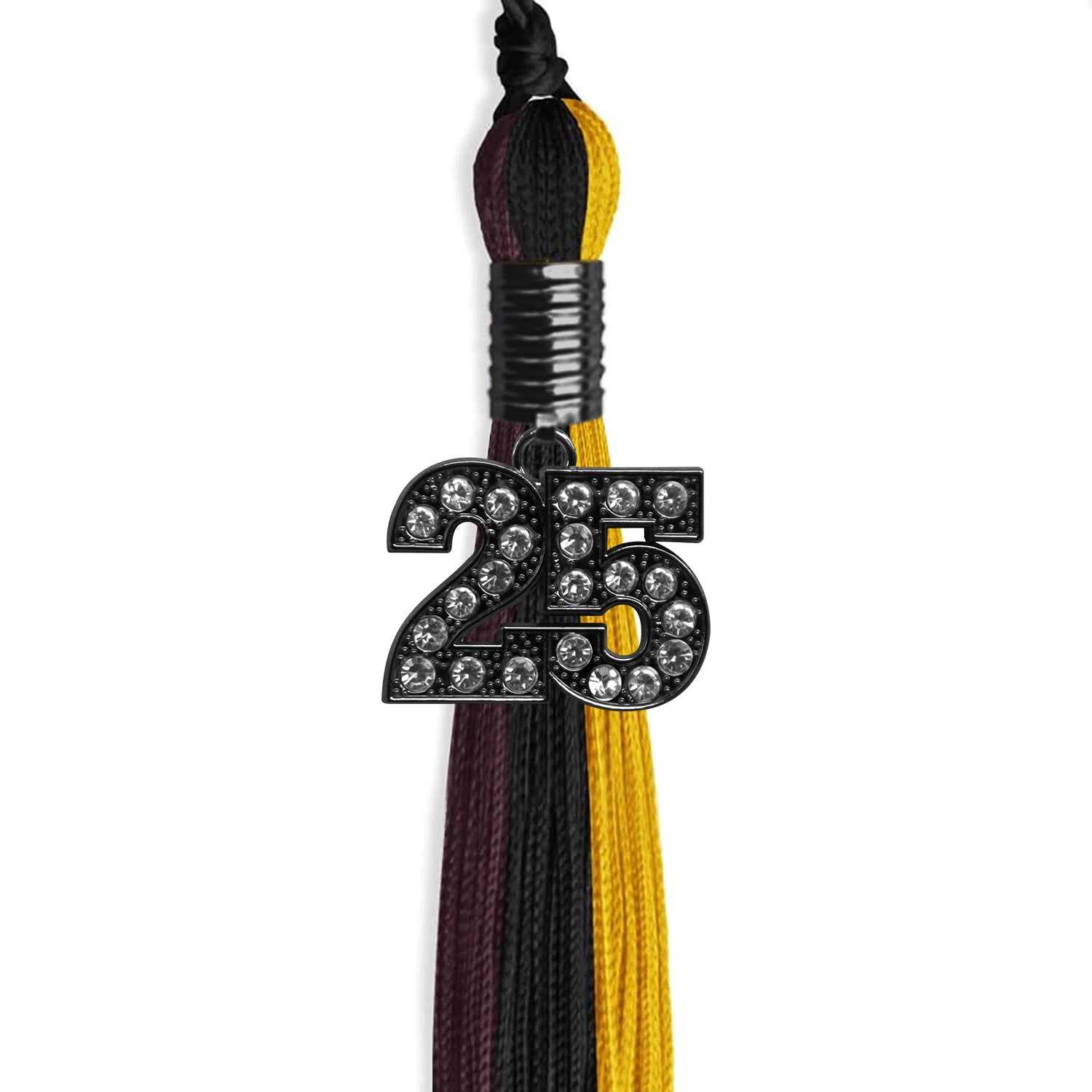 Black/Gold/Maroon Graduation Tassel with Black Date Drop - Endea Graduation