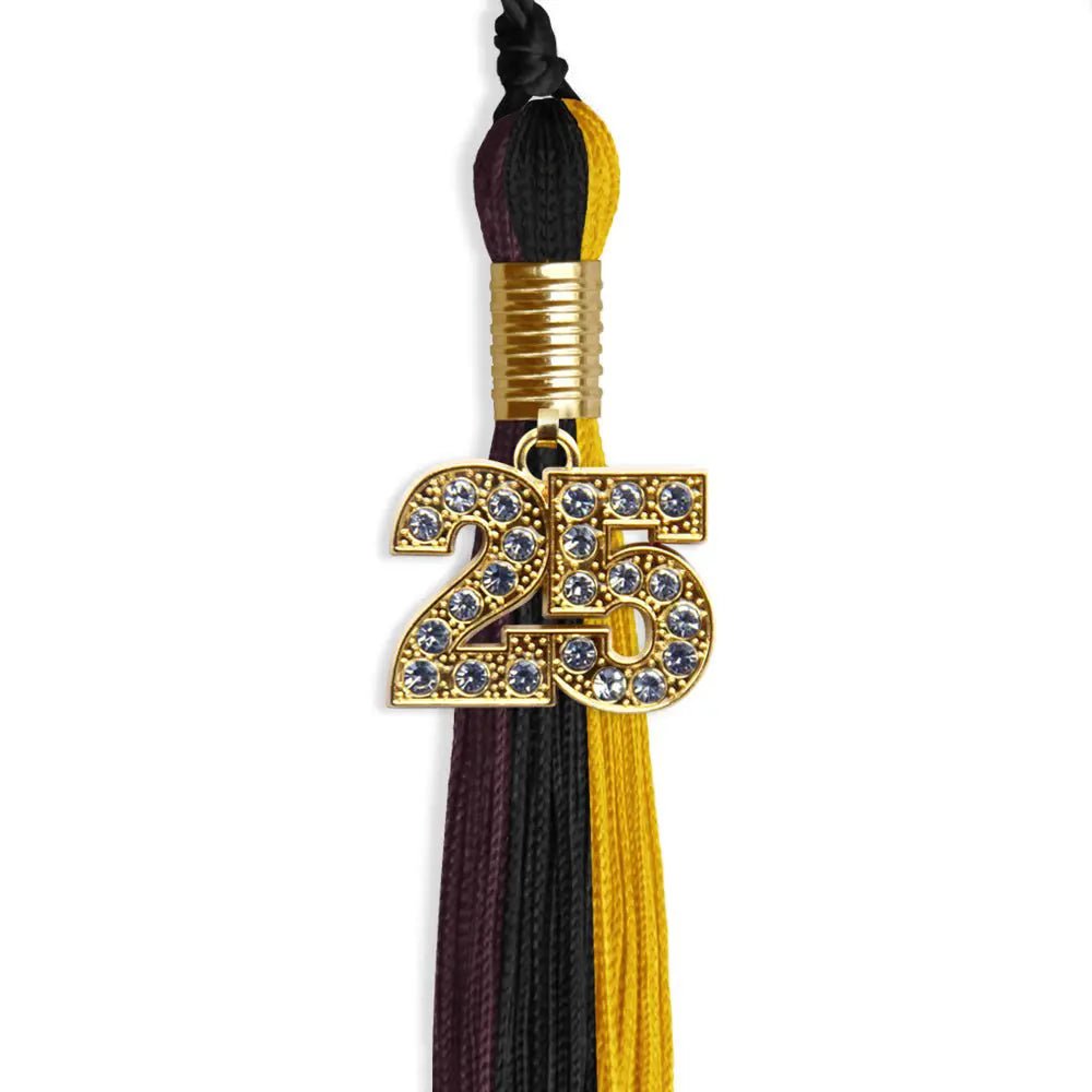 Black/Gold/Maroon Graduation Tassel with Gold Bling Charm - Endea Graduation