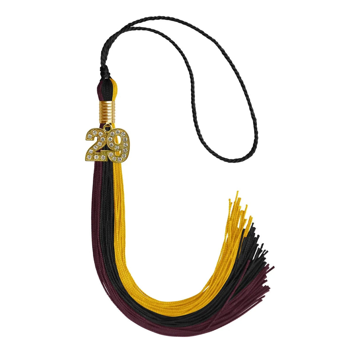 Black/Gold/Maroon Graduation Tassel with Gold Bling Charm - Endea Graduation