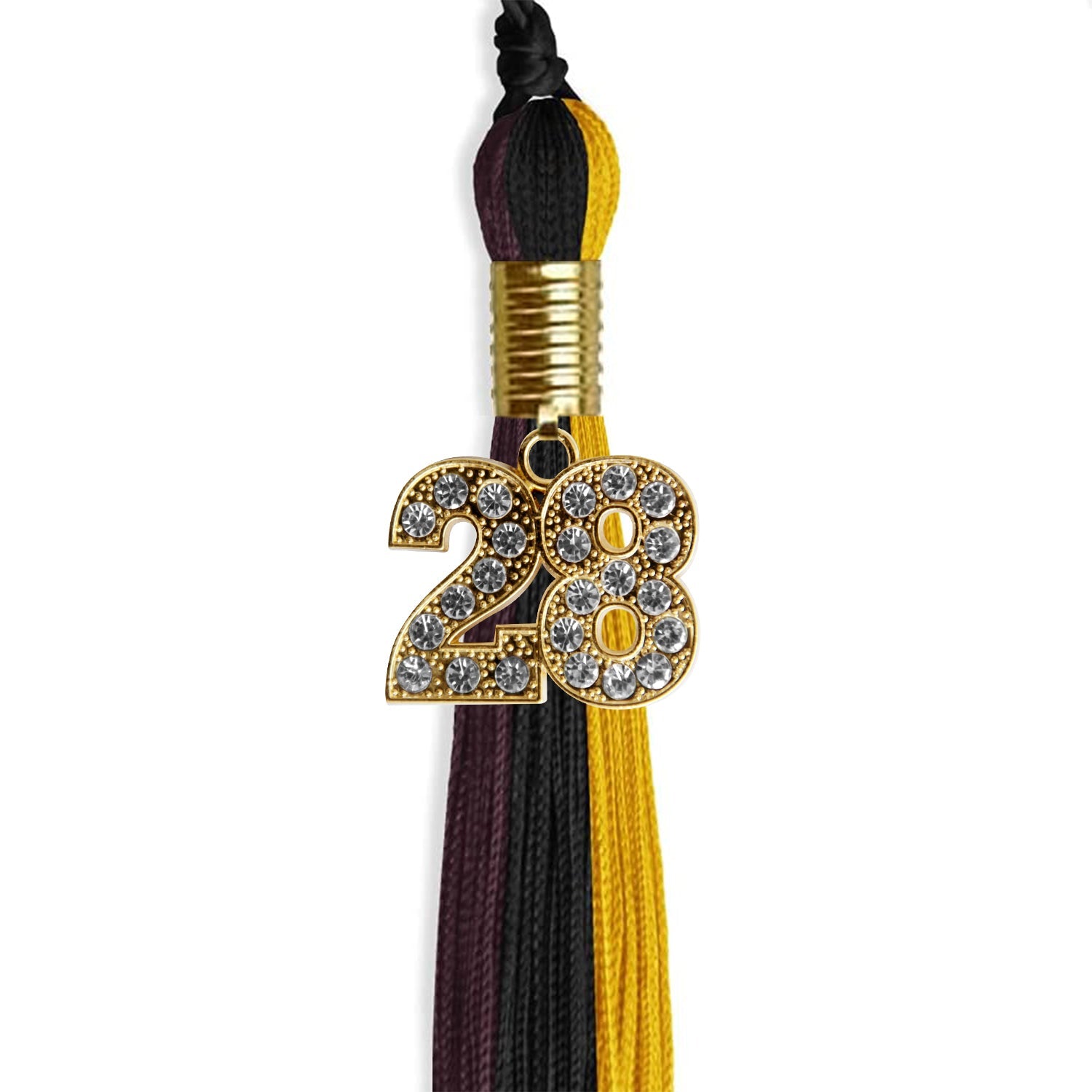 Black/Gold/Maroon Graduation Tassel with Gold Date Drop - Endea Graduation