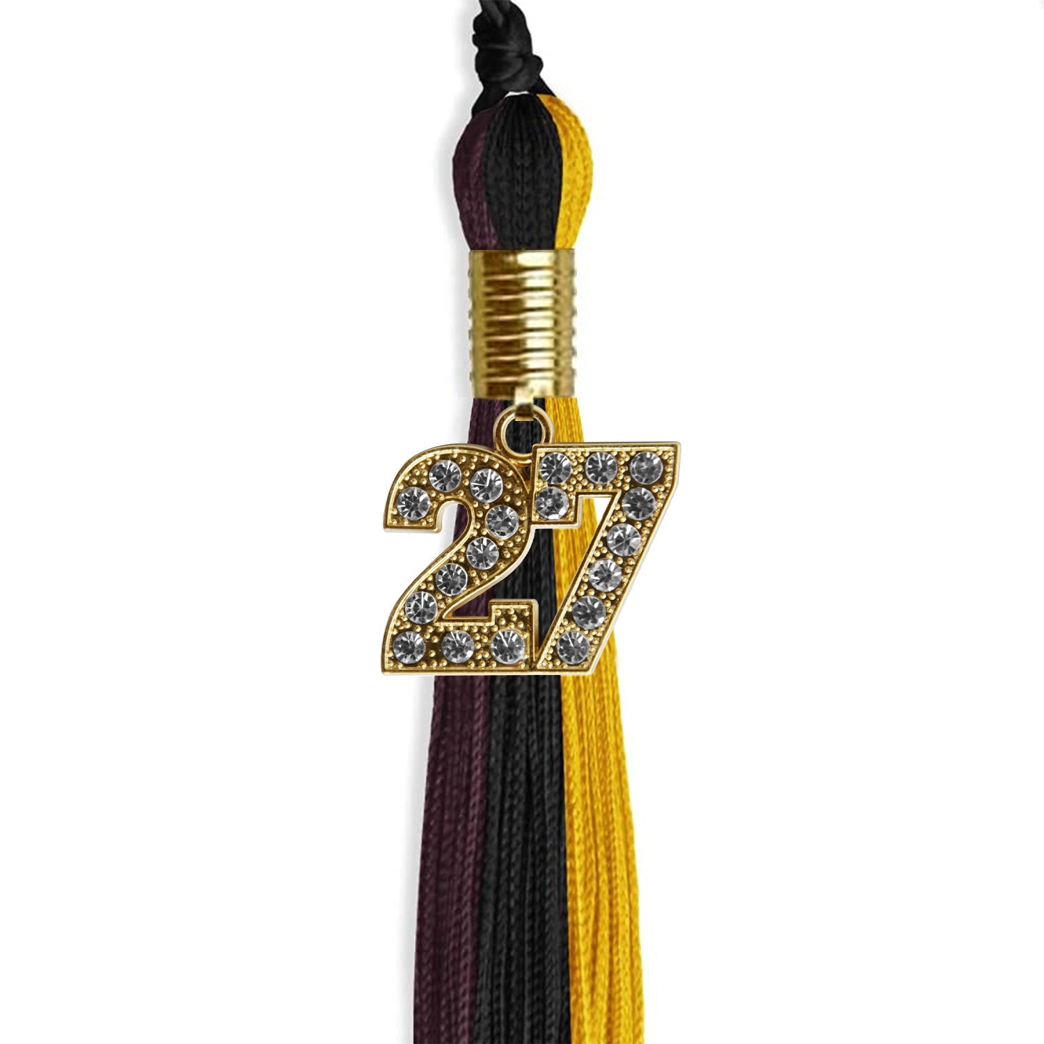 Black/Gold/Maroon Graduation Tassel with Gold Date Drop - Endea Graduation