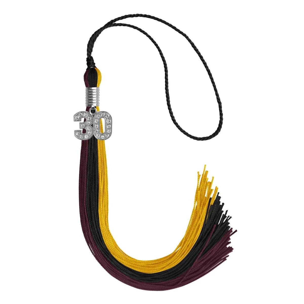Black/Gold/Maroon Graduation Tassel with Silver Bling Charm - Endea Graduation