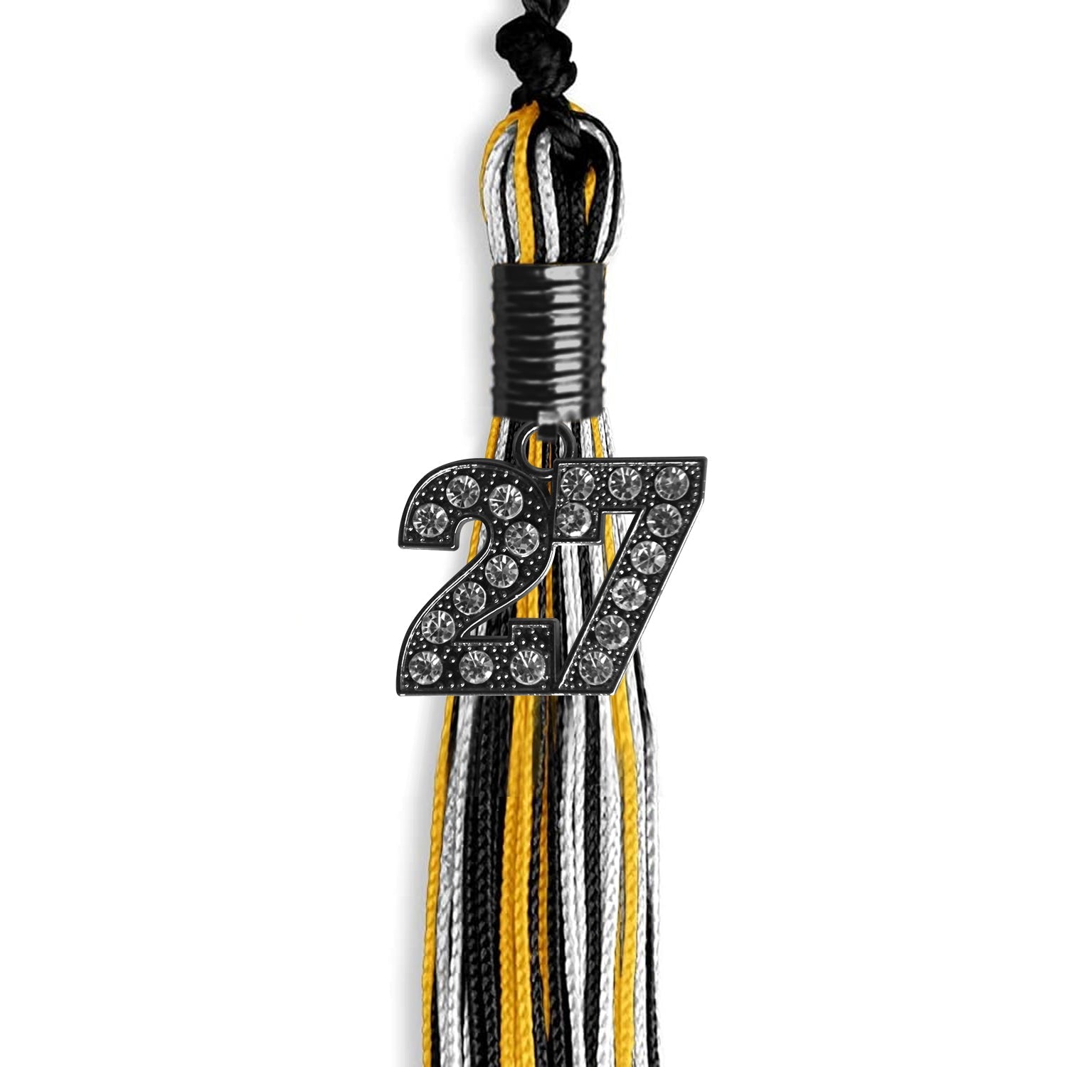 Black/Gold/White Mixed Color Graduation Tassel with Black Date Drop - Endea Graduation