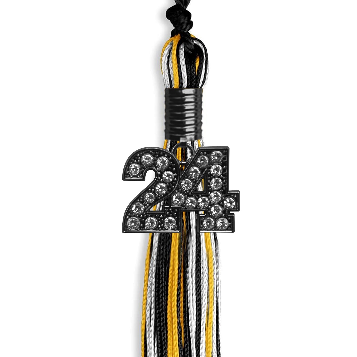 Black/Gold/White Mixed Color Graduation Tassel with Black Date Drop - Endea Graduation