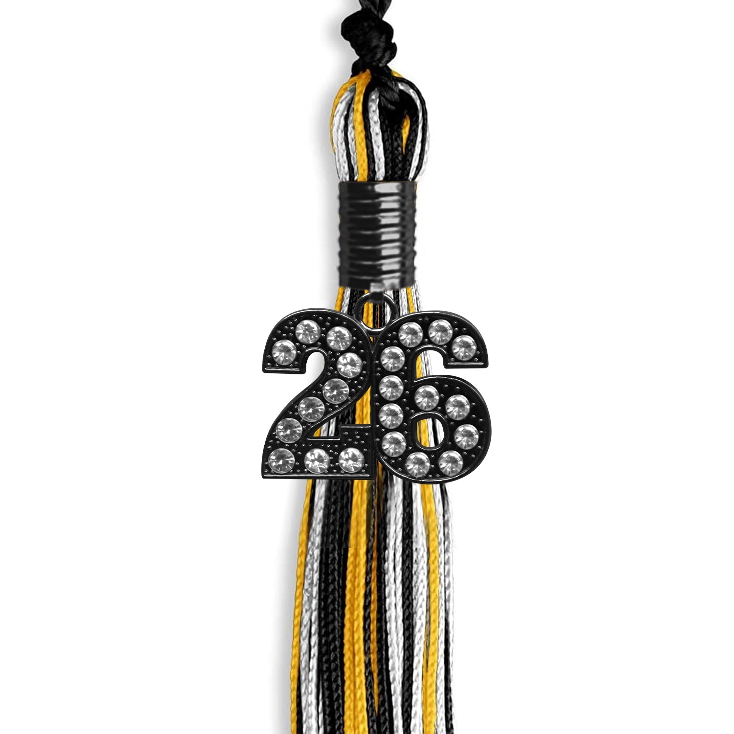 Black/Gold/White Mixed Color Graduation Tassel with Black Date Drop - Endea Graduation