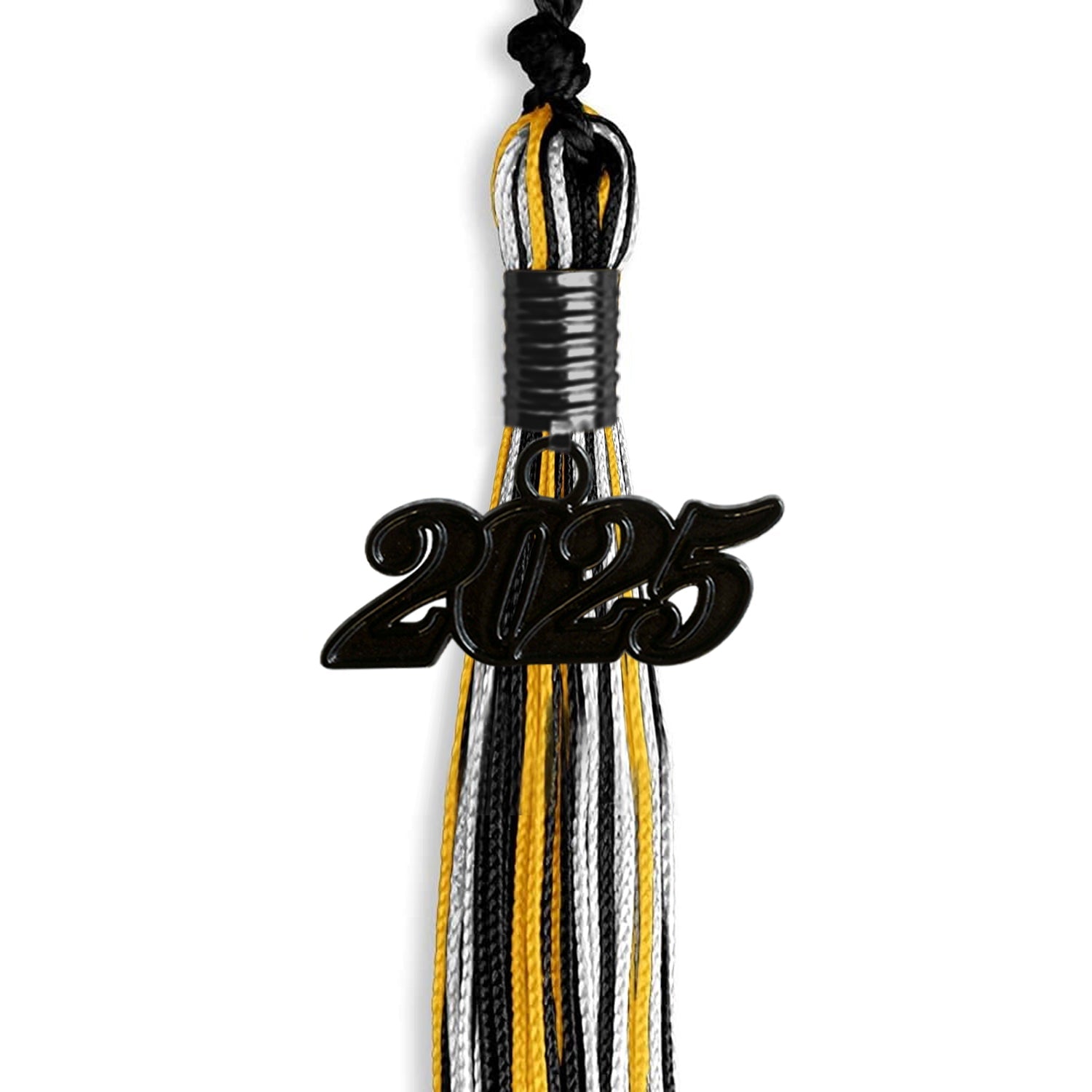 Black/Gold/White Mixed Color Graduation Tassel with Black Date Drop - Endea Graduation