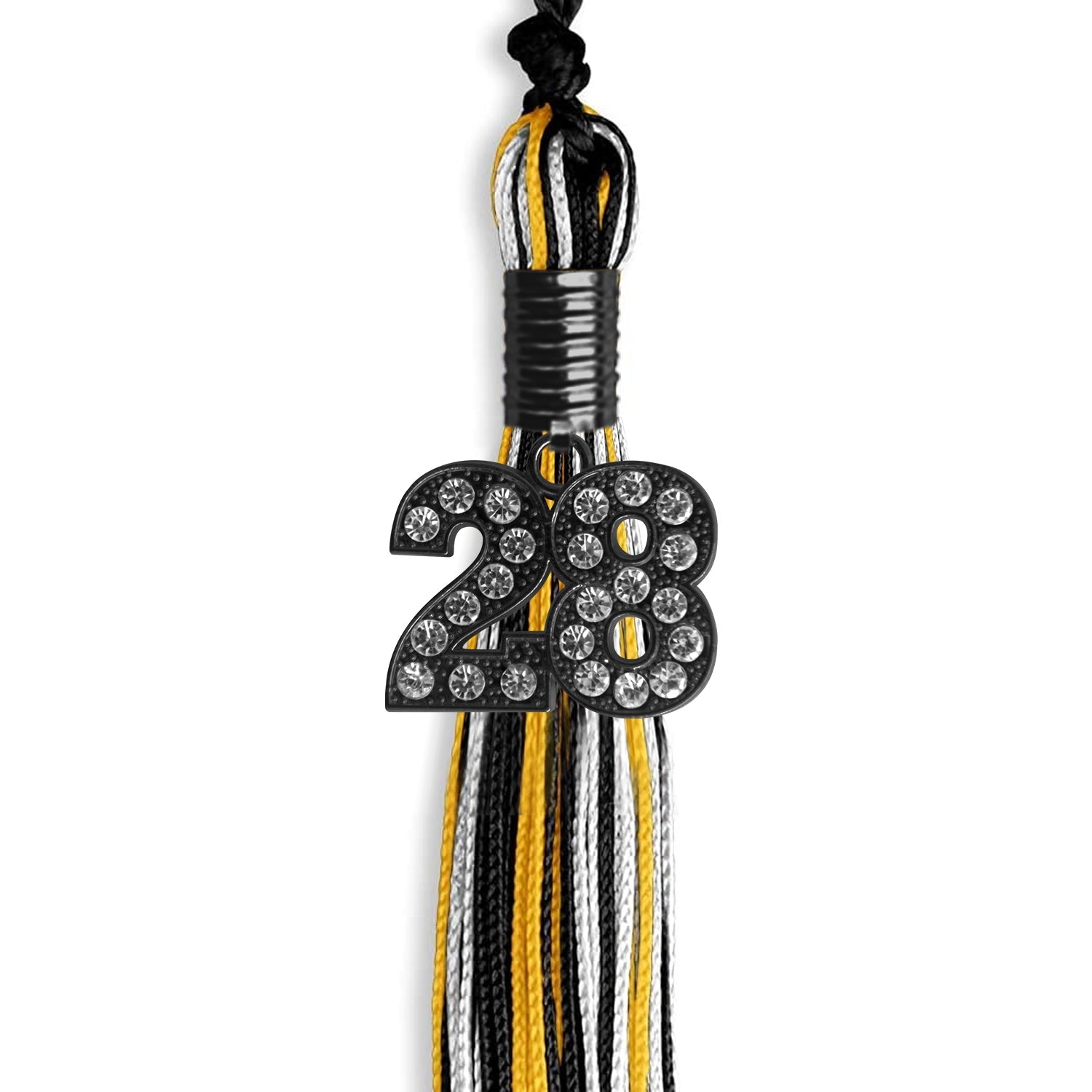 Black/Gold/White Mixed Color Graduation Tassel with Black Date Drop - Endea Graduation