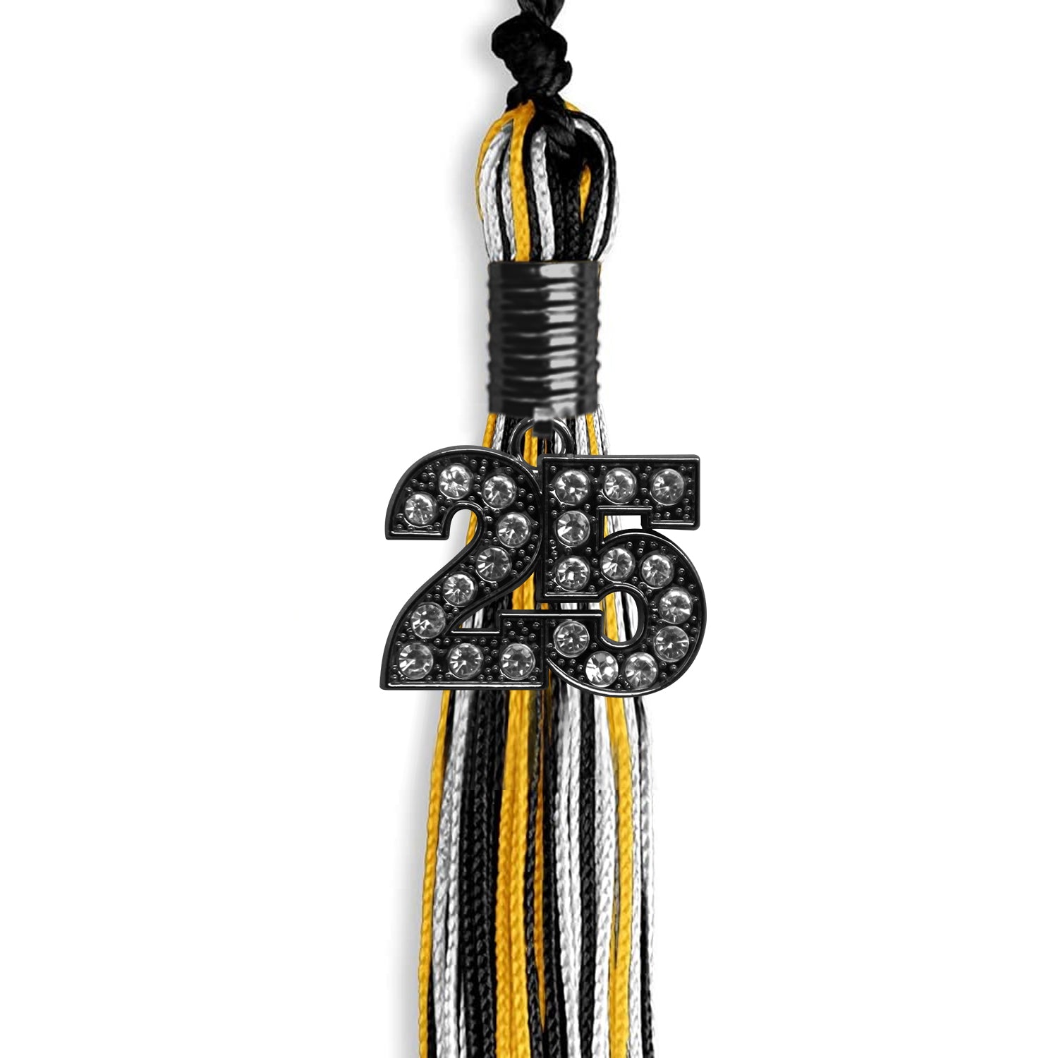 Black/Gold/White Mixed Color Graduation Tassel with Black Date Drop - Endea Graduation