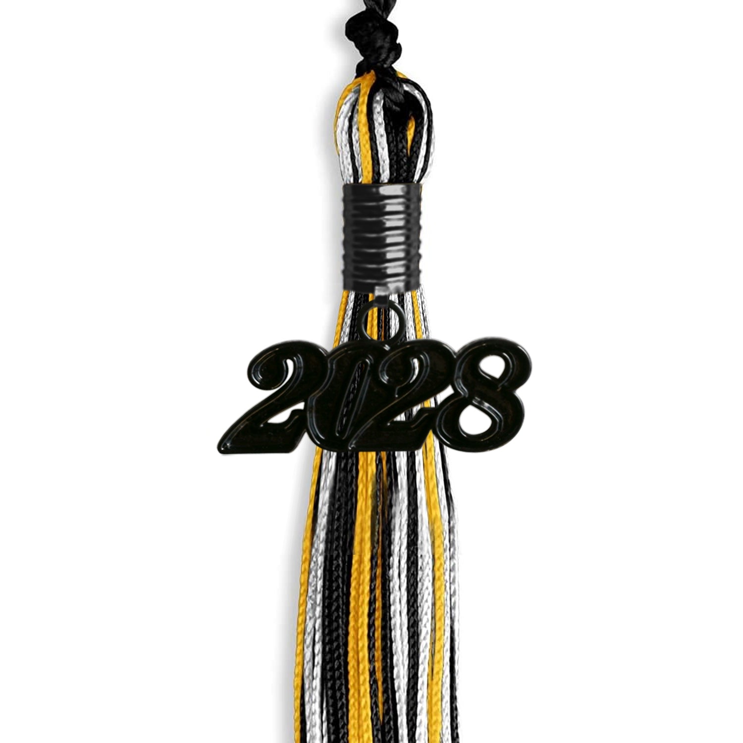 Black/Gold/White Mixed Color Graduation Tassel with Black Date Drop - Endea Graduation