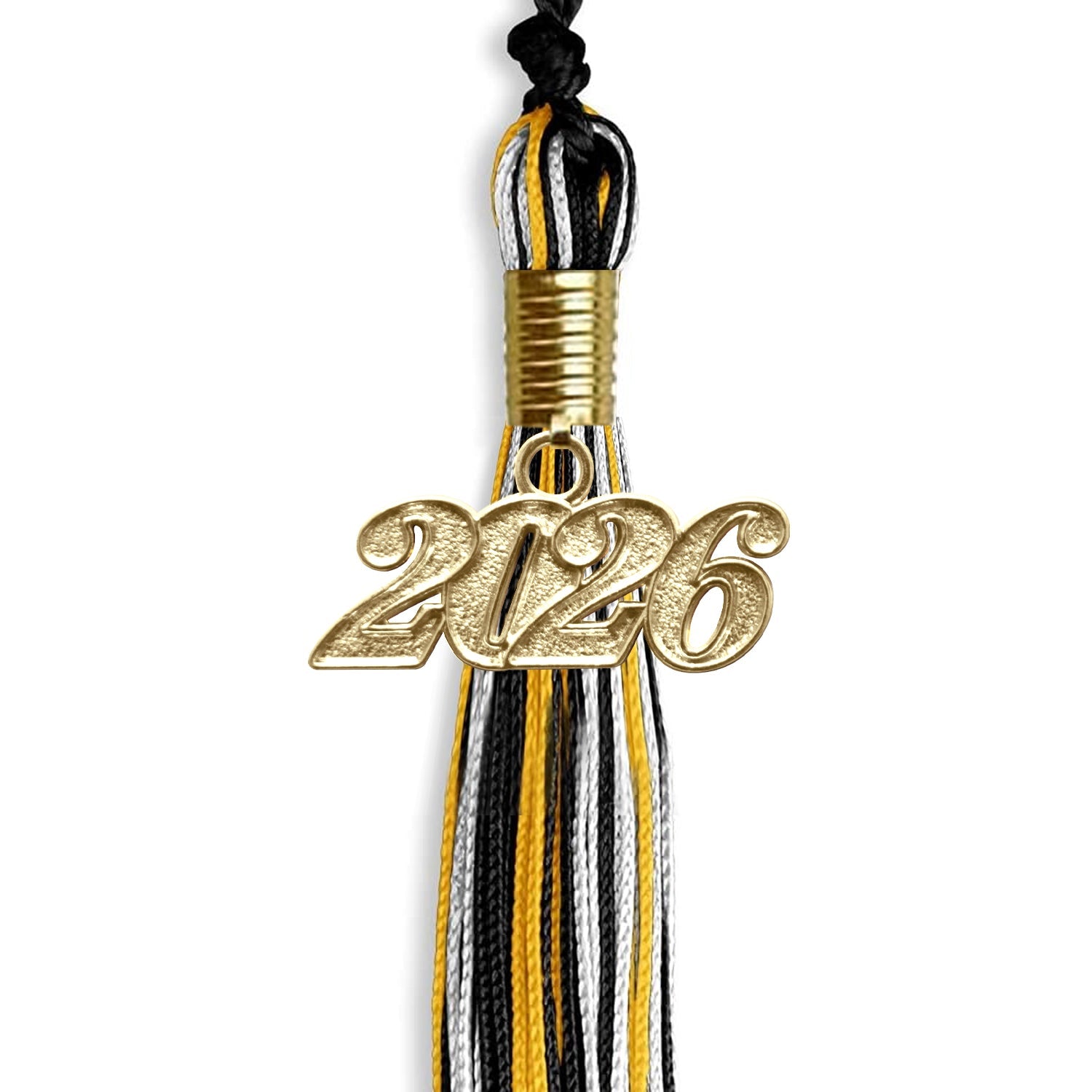 Black/Gold/White Mixed Color Graduation Tassel with Gold Date Drop - Endea Graduation