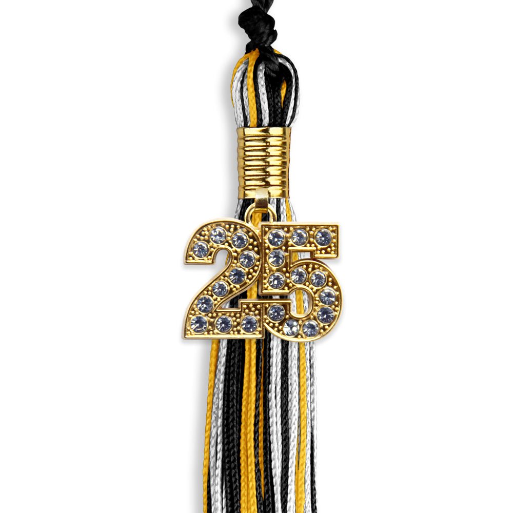 Black/Gold/White Mixed Color Graduation Tassel with Gold Date Drop - Endea Graduation