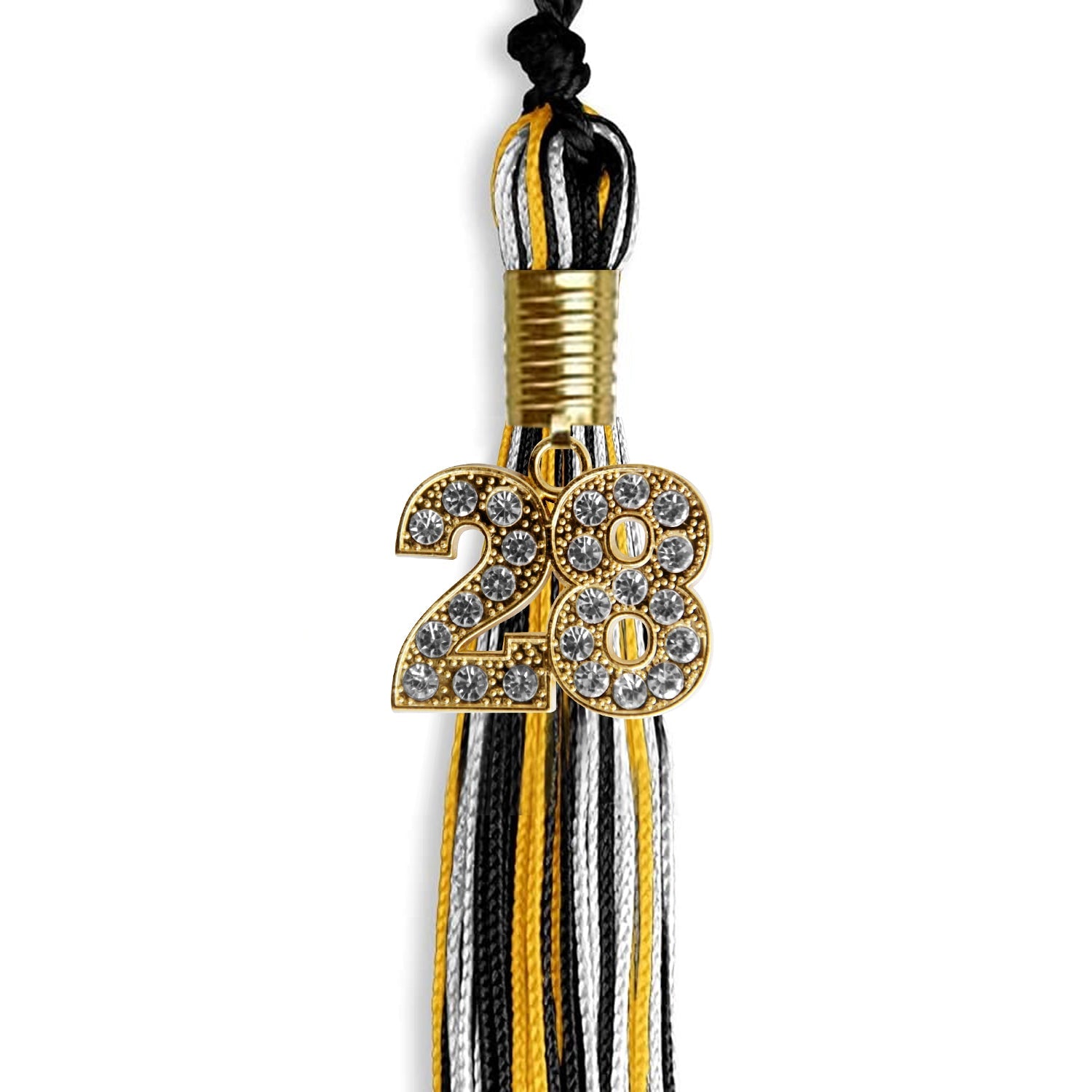 Black/Gold/White Mixed Color Graduation Tassel with Gold Date Drop - Endea Graduation