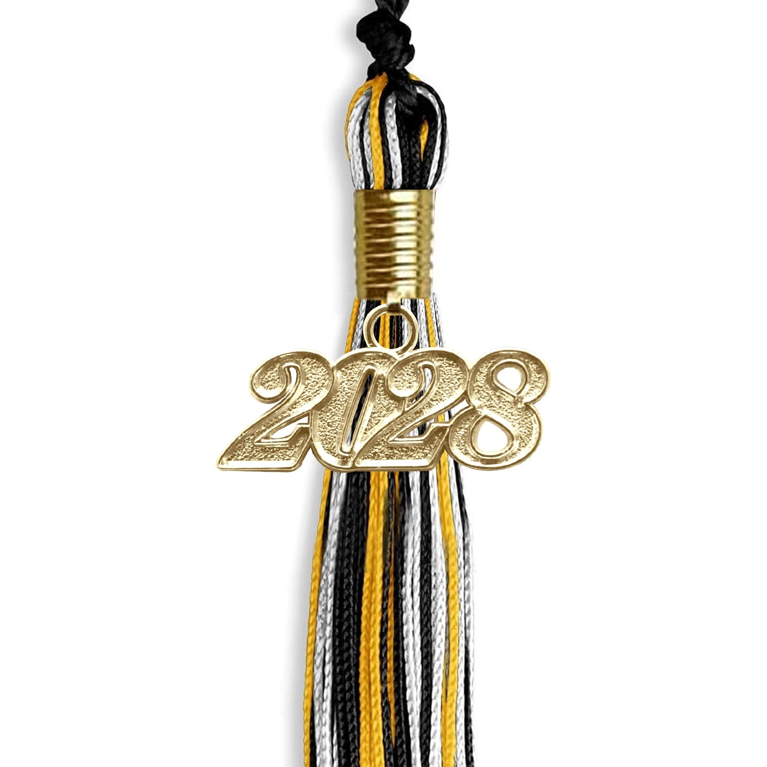 Black/Gold/White Mixed Color Graduation Tassel with Gold Date Drop - Endea Graduation