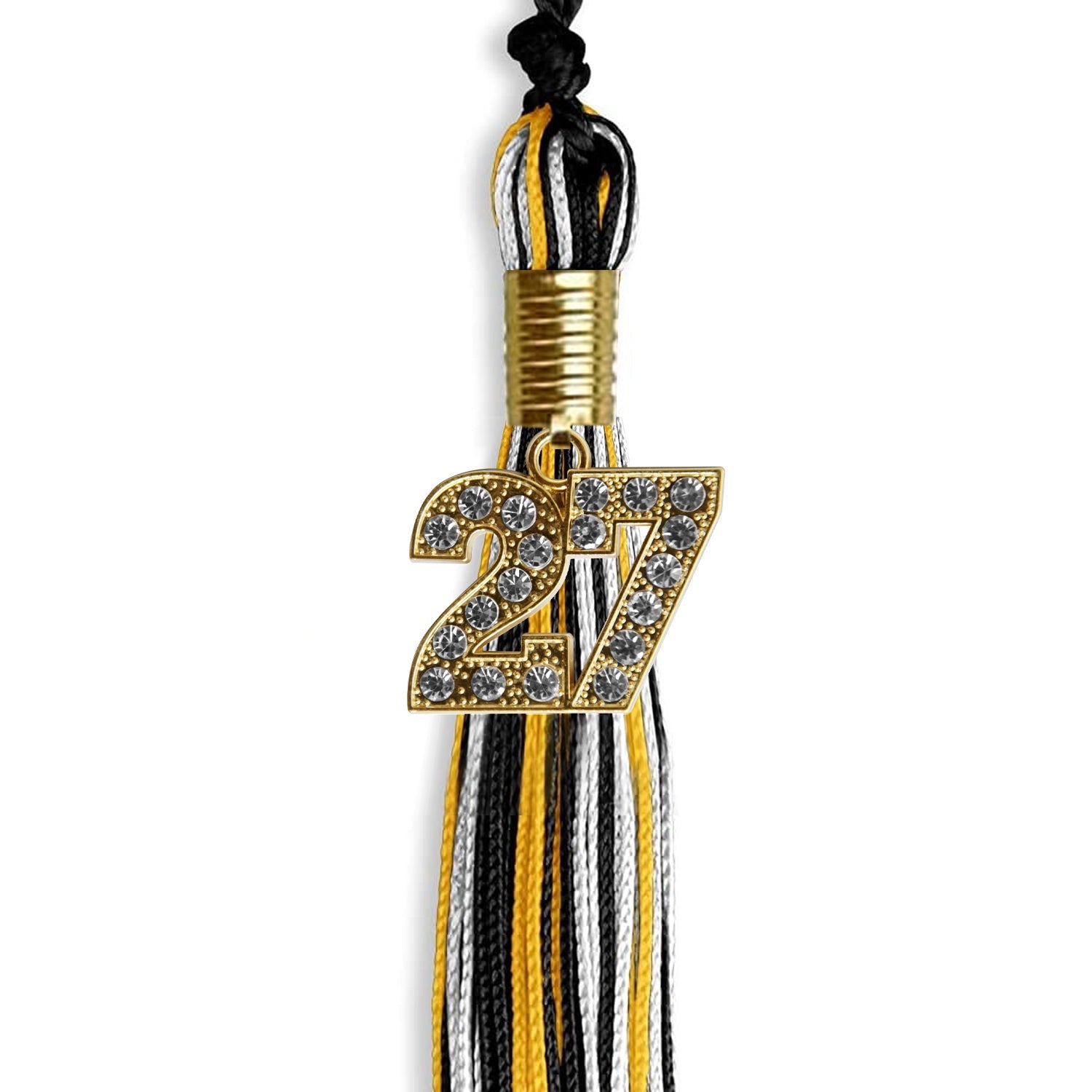 Black/Gold/White Mixed Color Graduation Tassel with Gold Date Drop - Endea Graduation