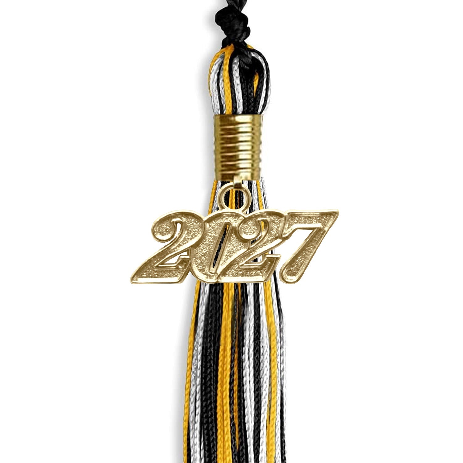 Black/Gold/White Mixed Color Graduation Tassel with Gold Date Drop - Endea Graduation